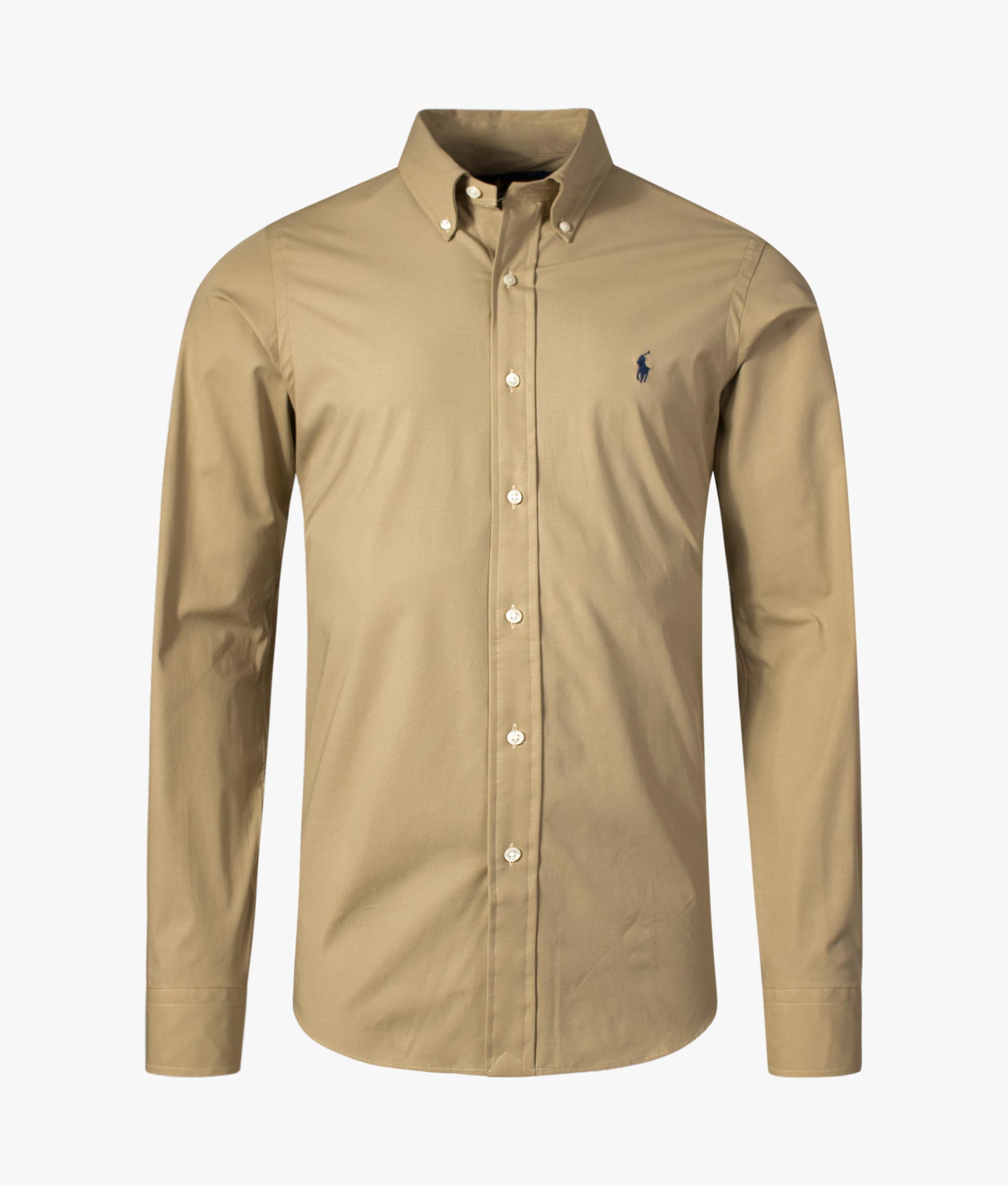 Polo Ralph Lauren Mens Custom Fit Stretch Cotton Poplin Shirt - Colour: 002 Surrey Tan - Size: Small