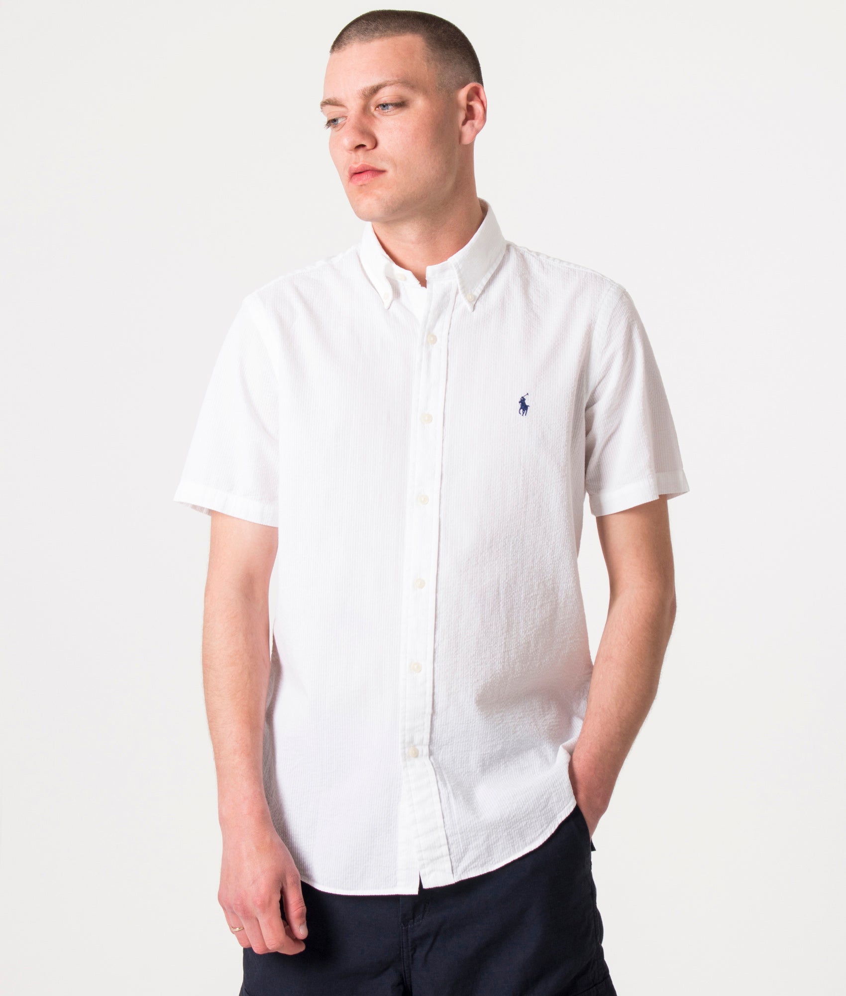 Polo Ralph Lauren Mens Custom Fit Short Sleeve Lightweight Shirt - Colour: 001 White - Size: XXL