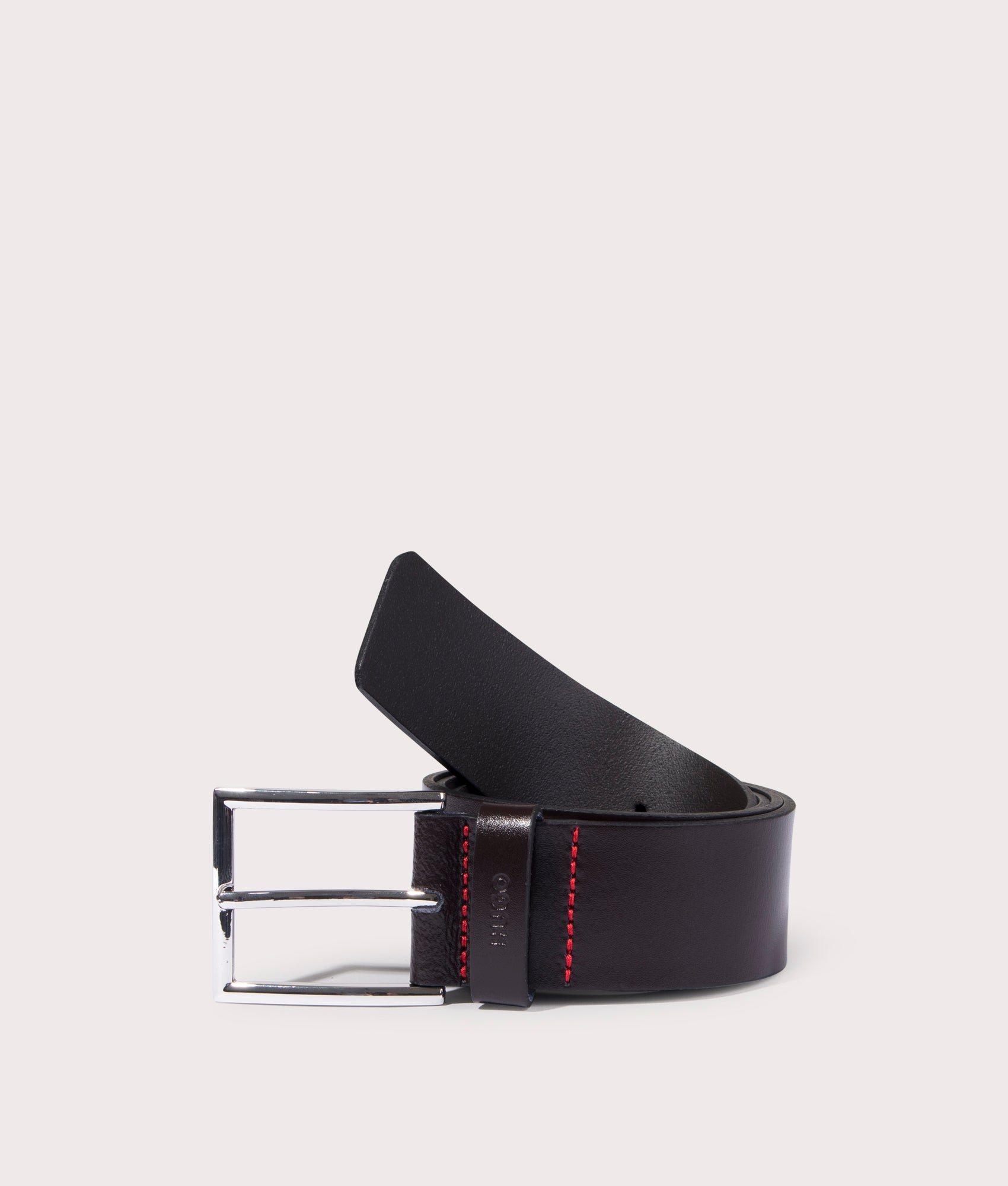 HUGO Mens Giaspo Logo Embossed Leather Belt - Colour: 202 Dark Brown - Size: 40W