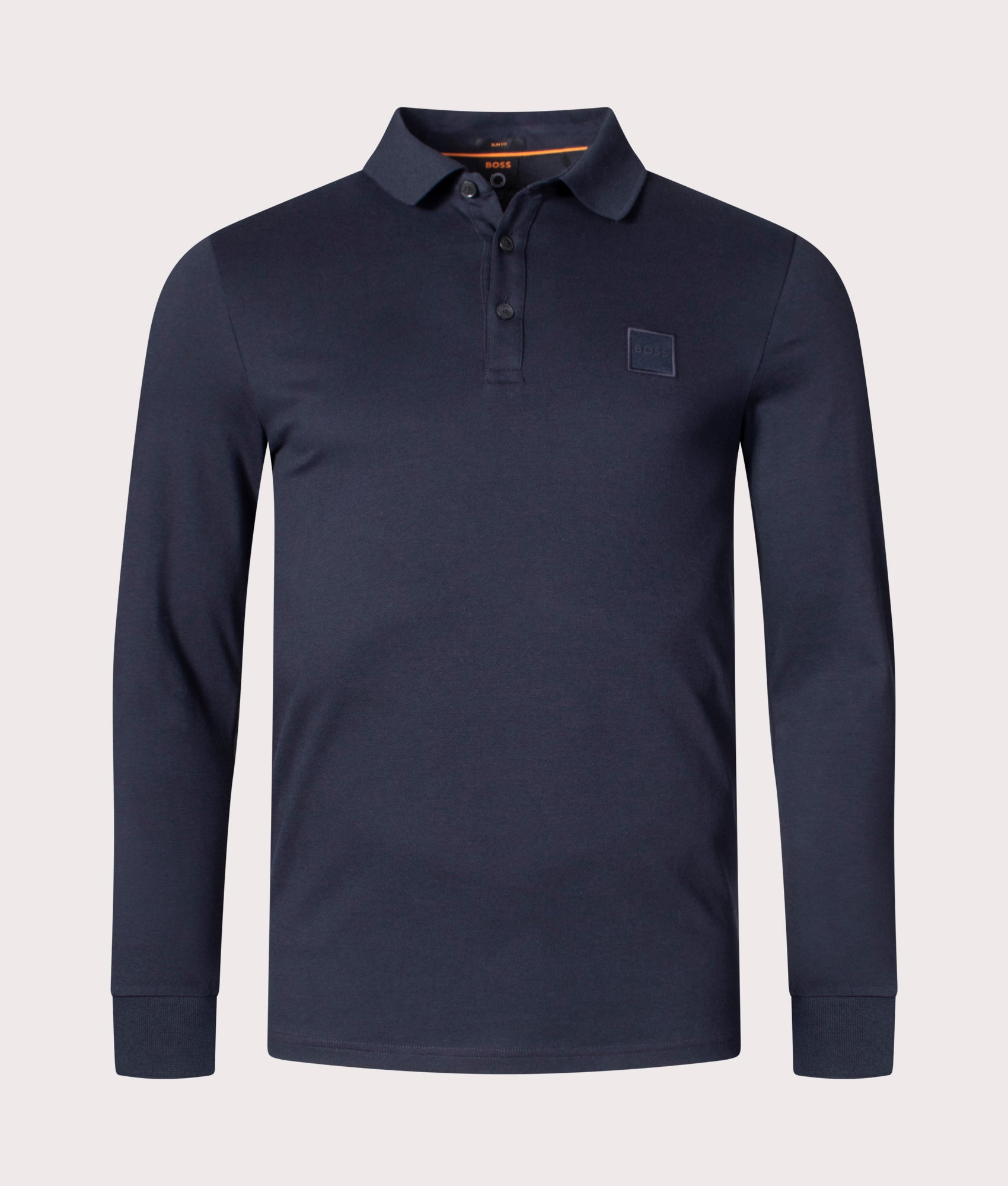 BOSS Mens Slim Fit Long Sleeve Passerby Polo Shirt - Colour: 404 Dark Blue - Size: Medium