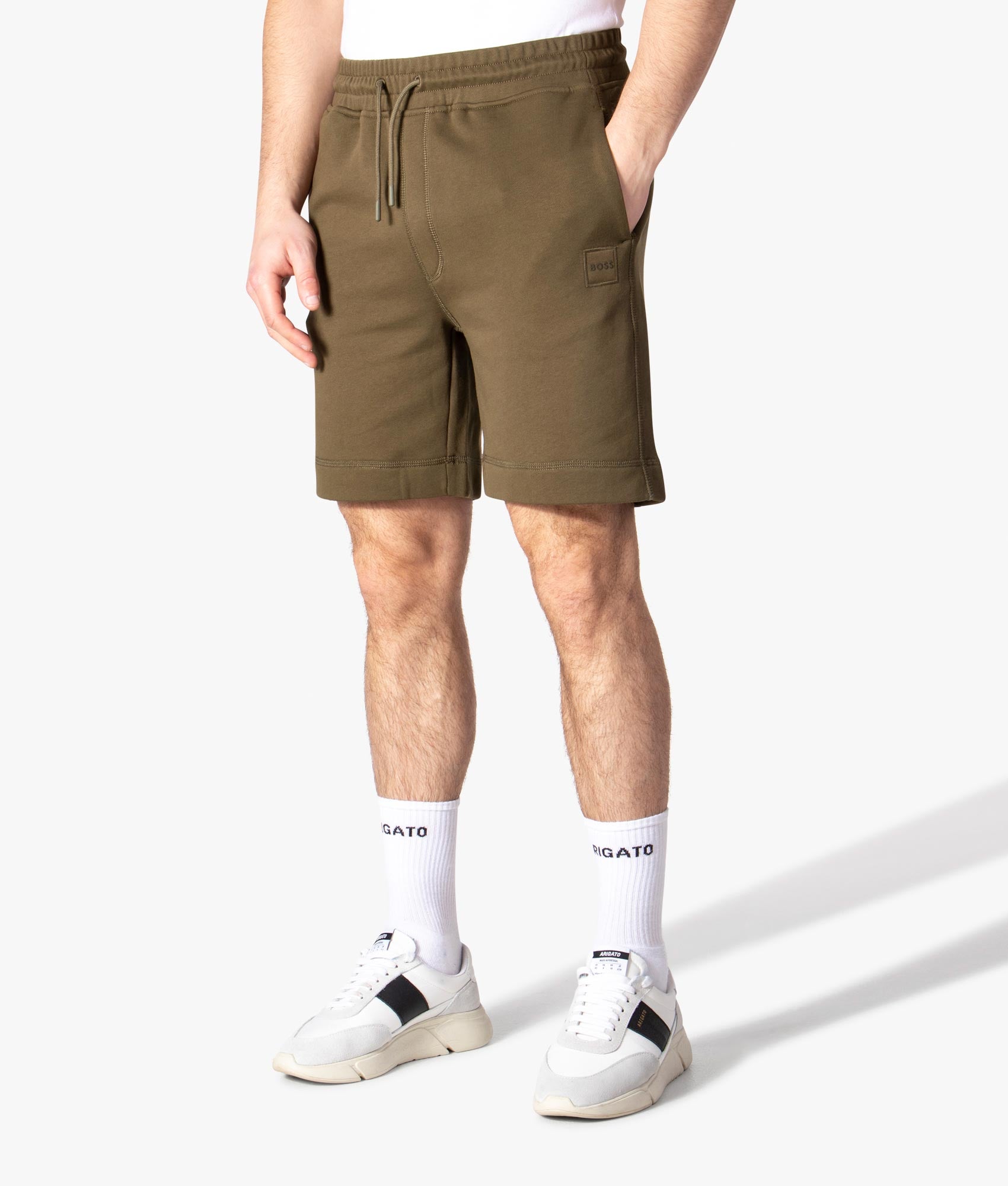 BOSS Mens Regular Fit Sewalk Sweat Shorts - Colour: 308 Dark Green - Size: Large