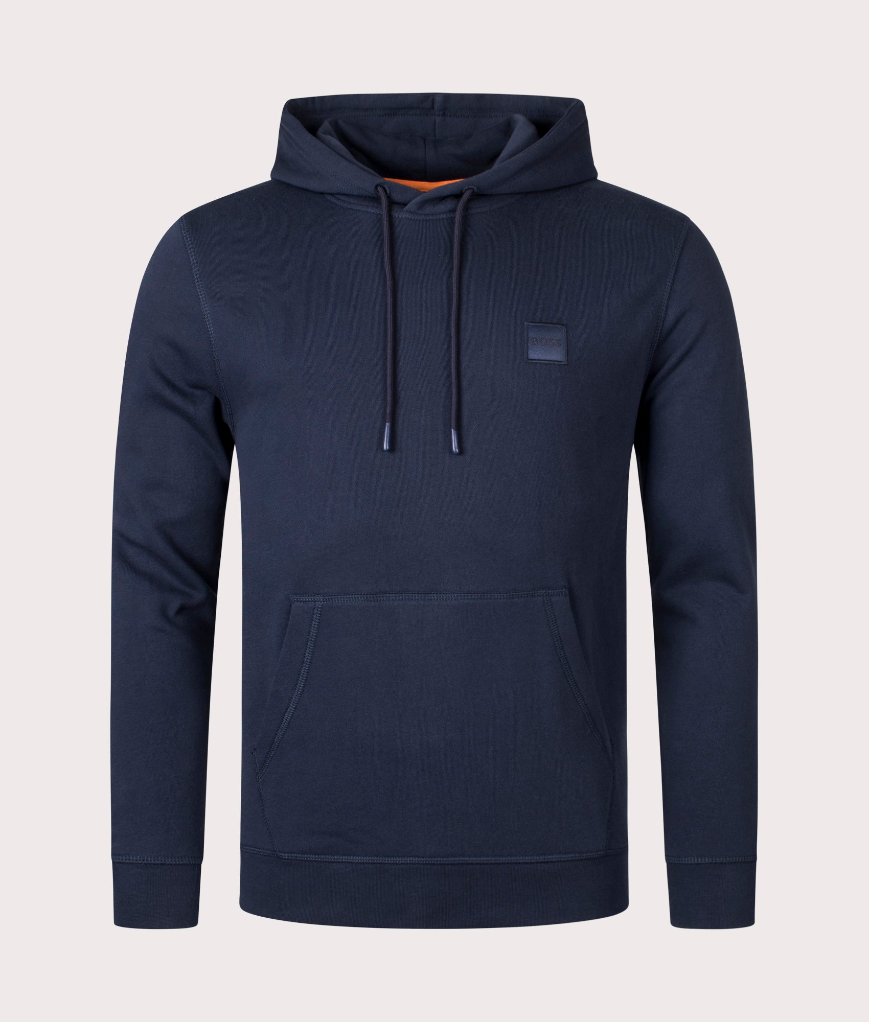 BOSS Mens Wetalk Logo Patch Hoodie - Colour: 404 Dark Blue - Size: XXL