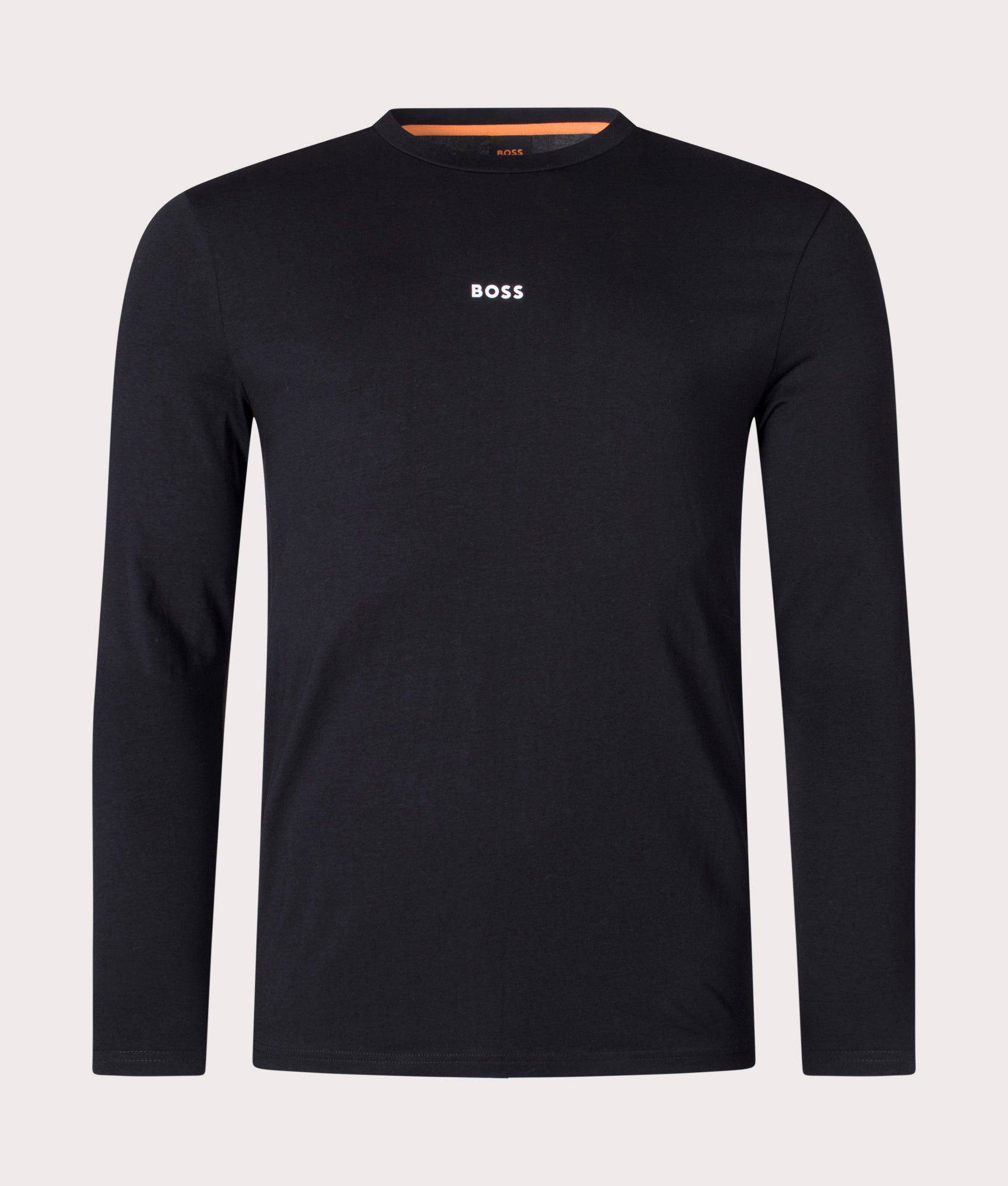 BOSS Mens Long Sleeve TChark Stretch Cotton T-Shirt - Colour: 001 Black - Size: Large