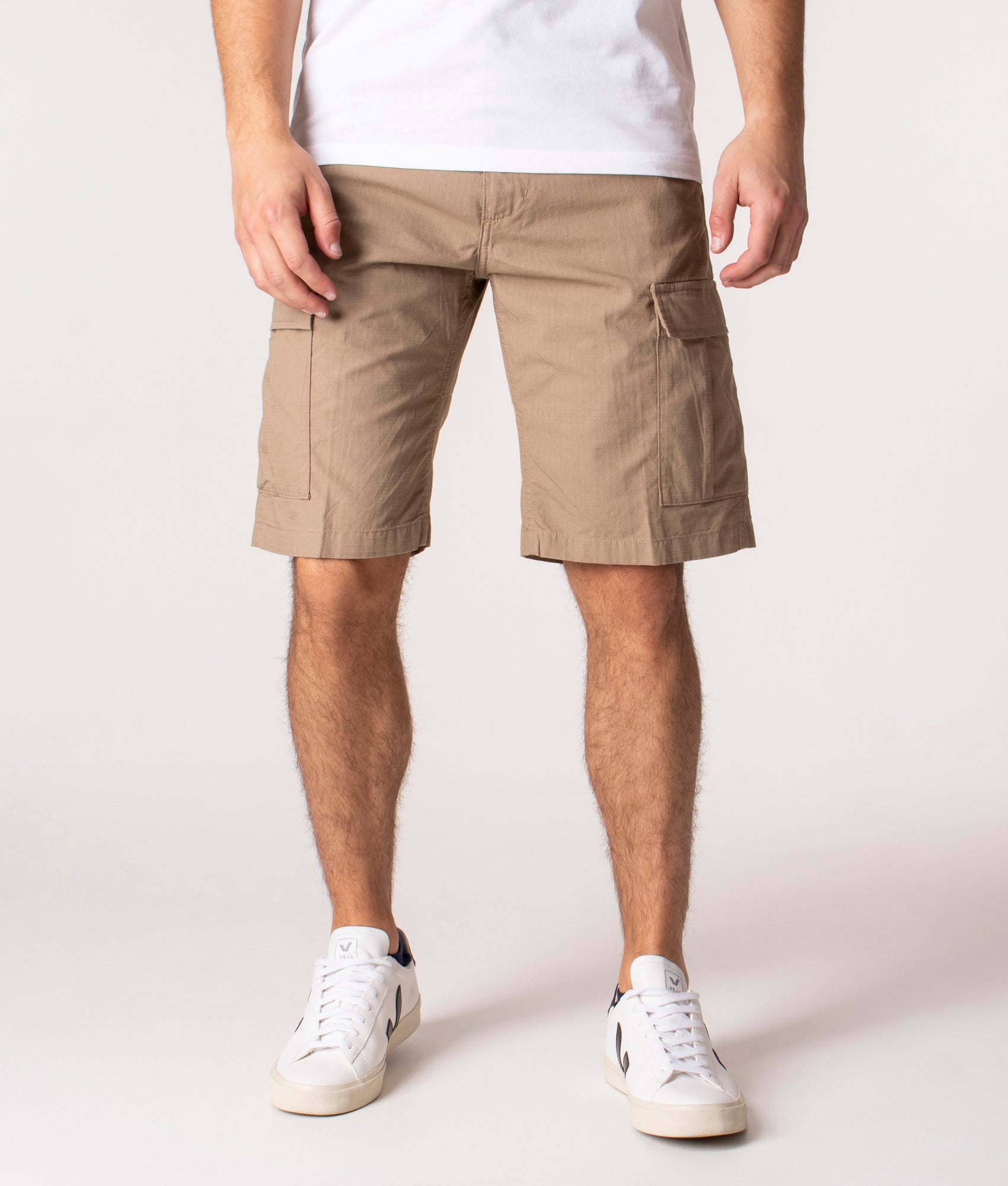 Carhartt WIP Mens Slim Fit Aviation Cargo Shorts - Colour: 8Y0200 Leather Rinsed - Size: 30W