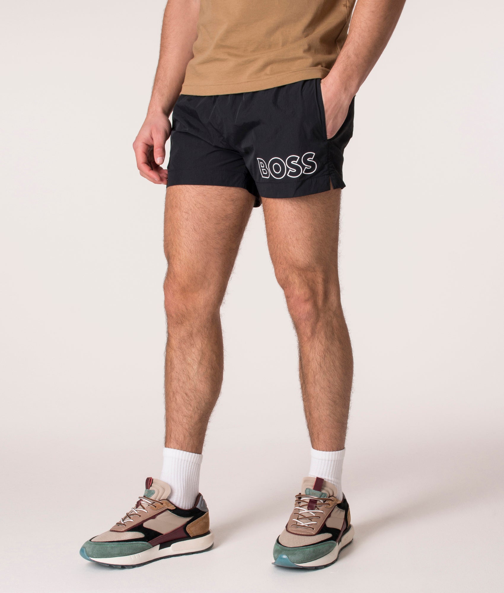 BOSS Mens Regular Fit Quick Drying Mooneye Swim Shorts - Colour: 001 Black - Size: Medium