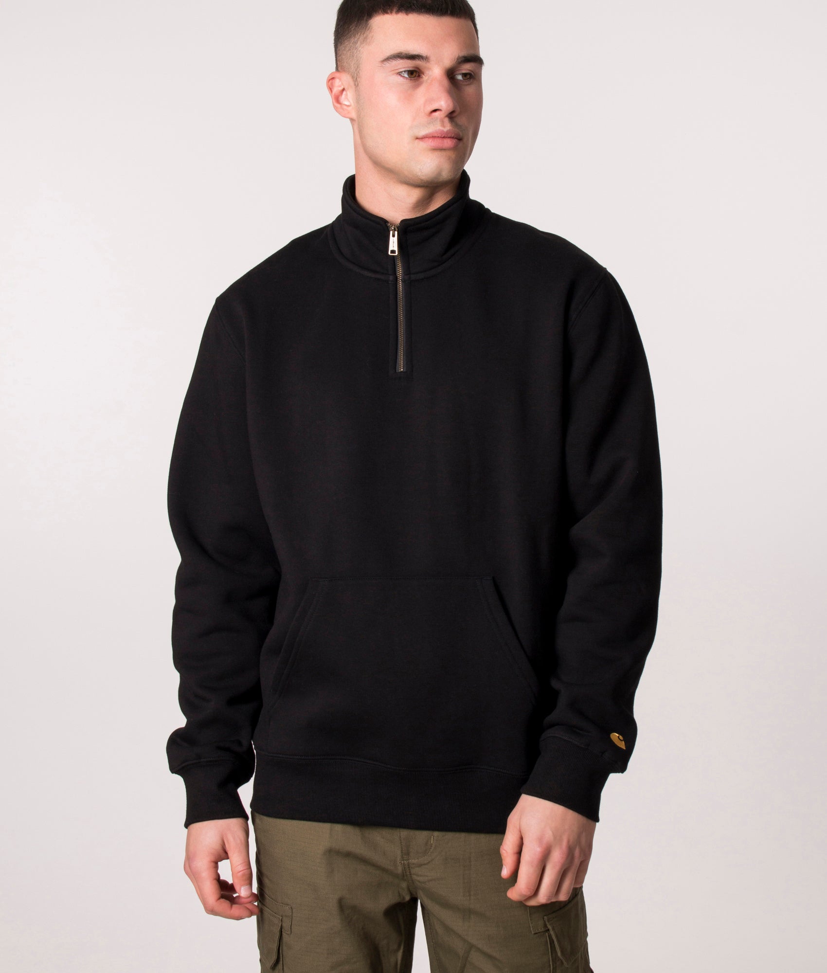 Carhartt WIP Mens Quarter Zip Chase Sweatshirt - Colour: 00FXX Black/Gold - Size: Medium