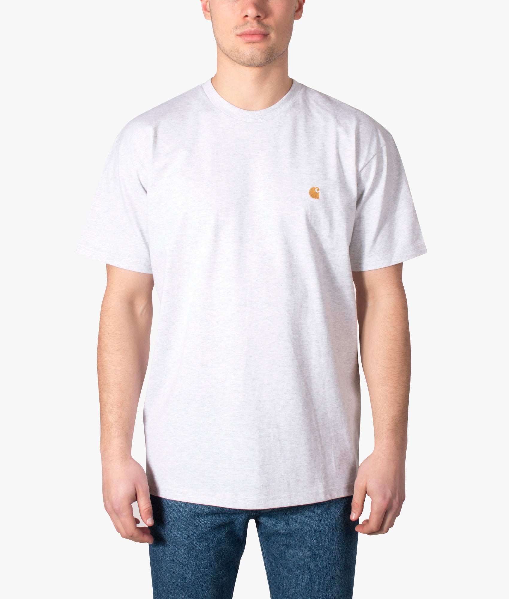 Carhartt WIP Mens Relaxed Fit Chase T-Shirt - Colour: 00JXX Ash Heather / Gold - Size: Large