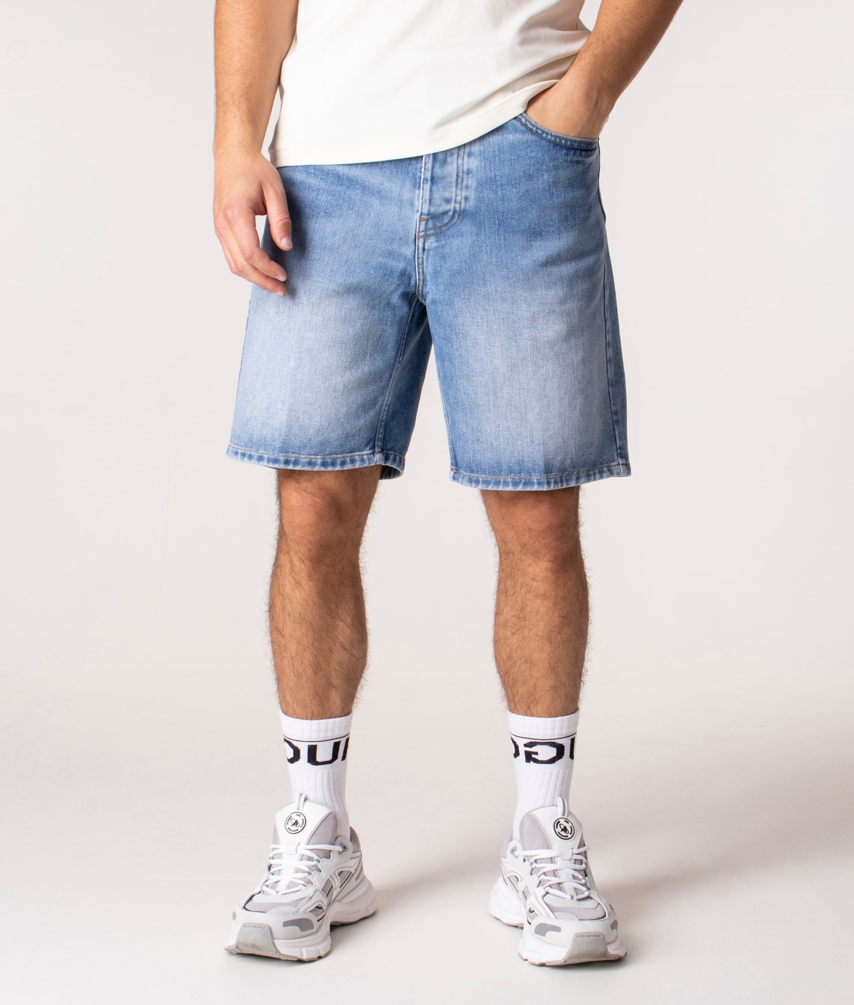 Carhartt WIP Mens Relaxed Fit Newell Denim Shorts - Colour: 01WI00 Blue Light Used Wash - Size: 32W