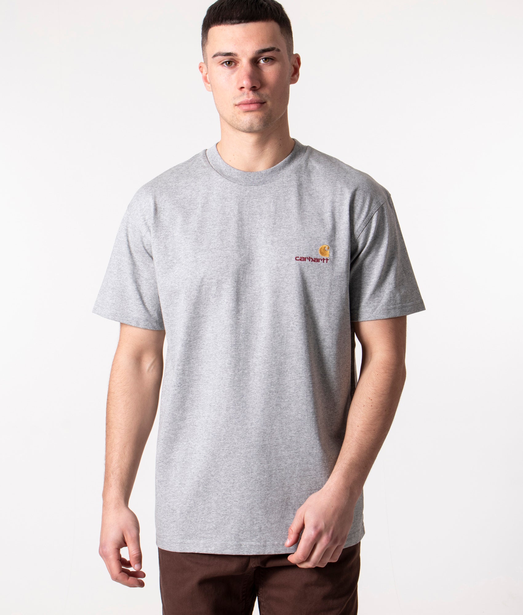 Carhartt WIP Mens Relaxed Fit American Script T-Shirt - Colour: V6XX Grey Heather - Size: XL