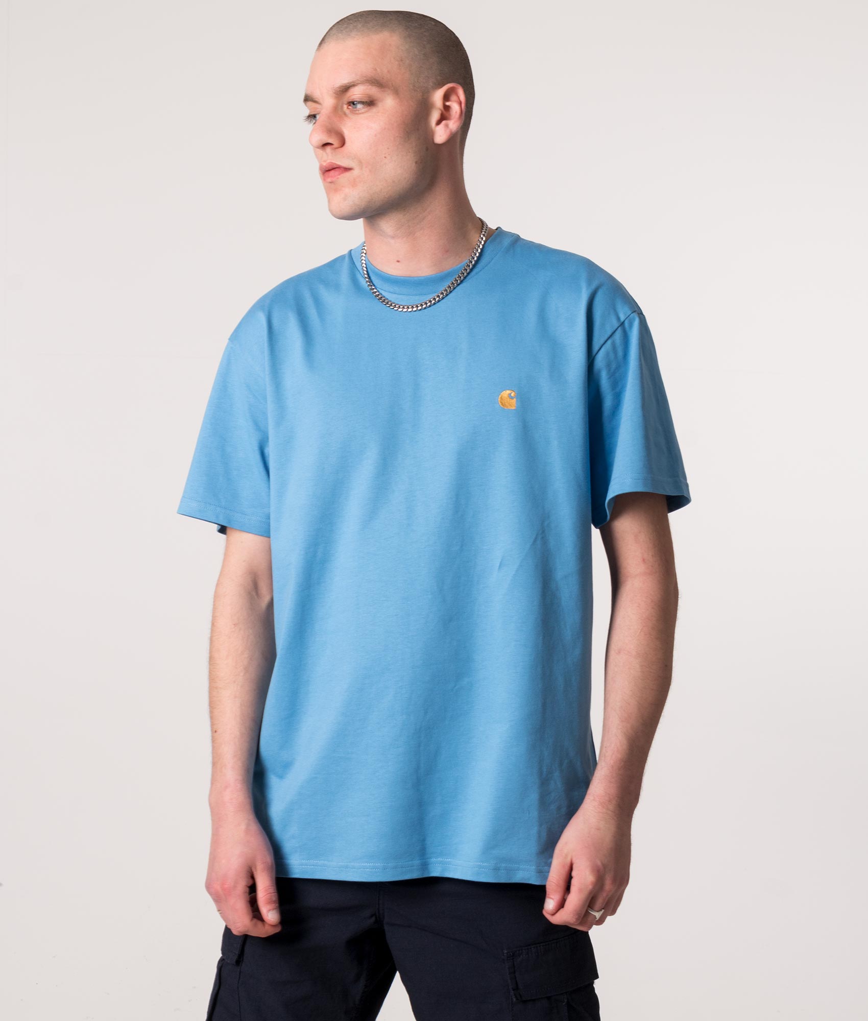 Carhartt WIP Mens Relaxed Fit Chase T-Shirt - Colour: 1GTXX Piscine/Gold - Size: Small