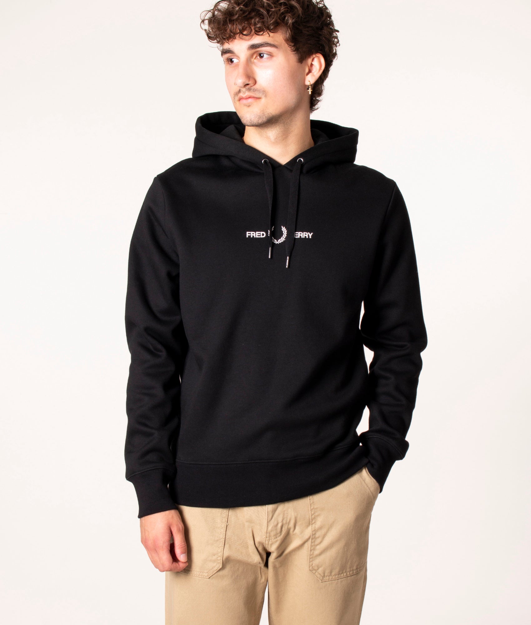 Embroidered Hooded Sweatshirt Black | Fred Perry | EQVVS