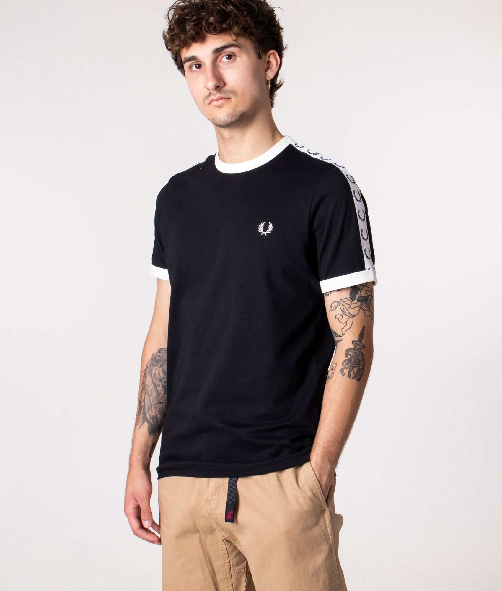 Fred Perry Mens Taped Ringer T-Shirt - Colour: 102 Black - Size: XXL