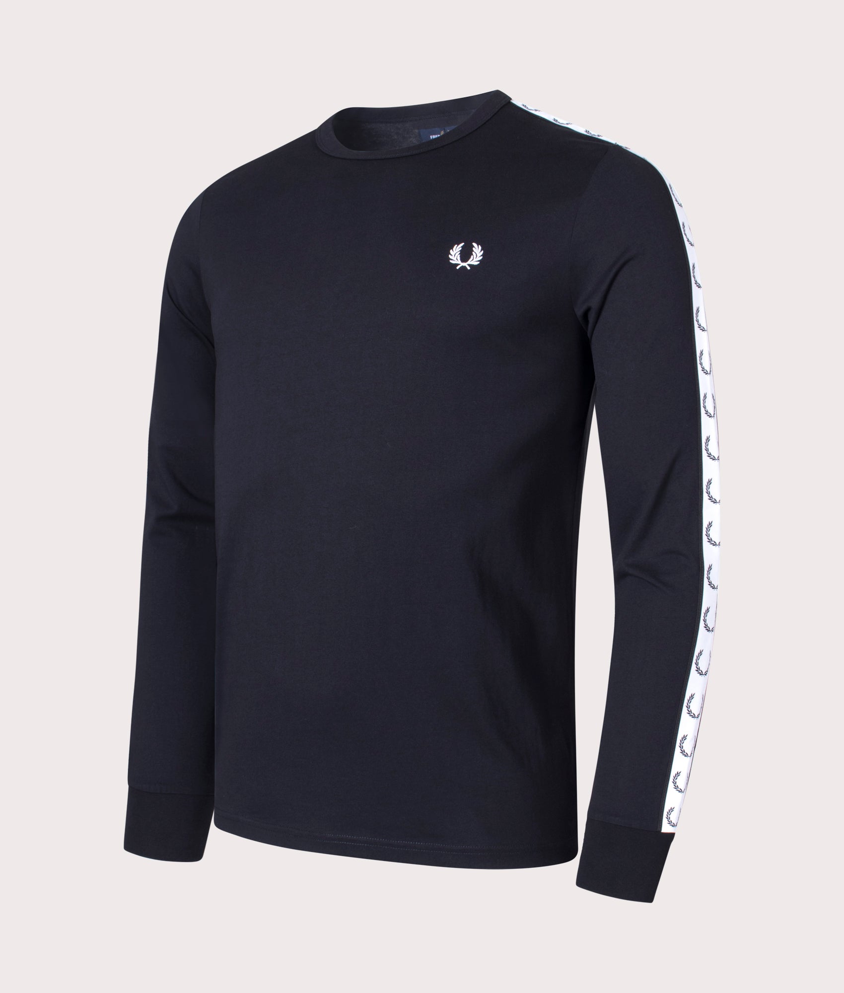 Fred Perry Mens Long Sleeve Taped T-Shirt - Colour: 102 Black - Size: Small