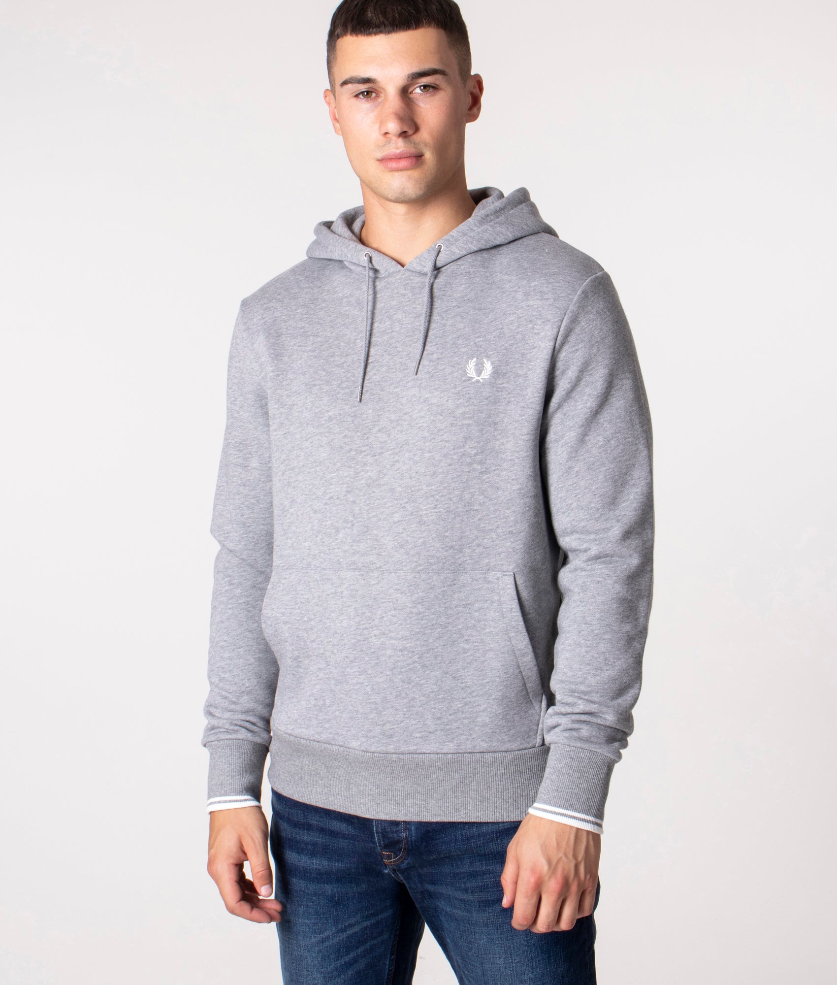 Fred Perry Mens Twin Tipped Hoodie - Colour: R49 Steel Marl - Size: Large