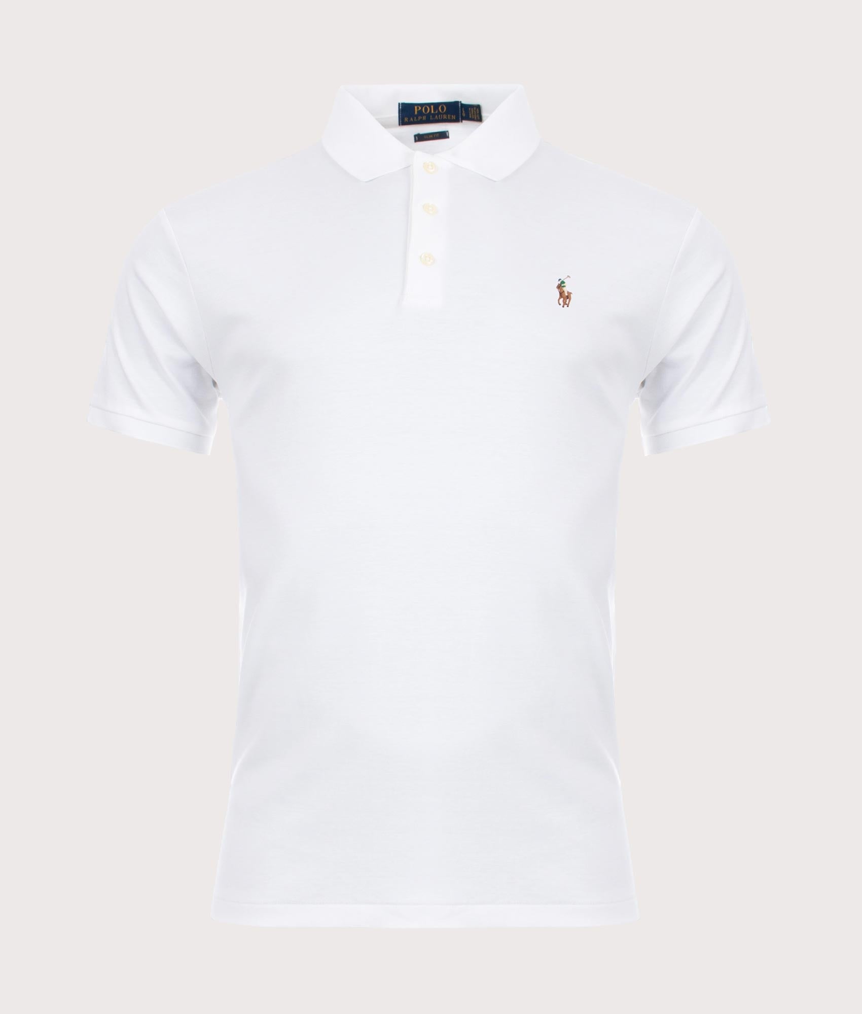 Polo Ralph Lauren Mens Slim Fit Soft Touch Pima Polo Shirt - Colour: Core 001 White - Size: Large