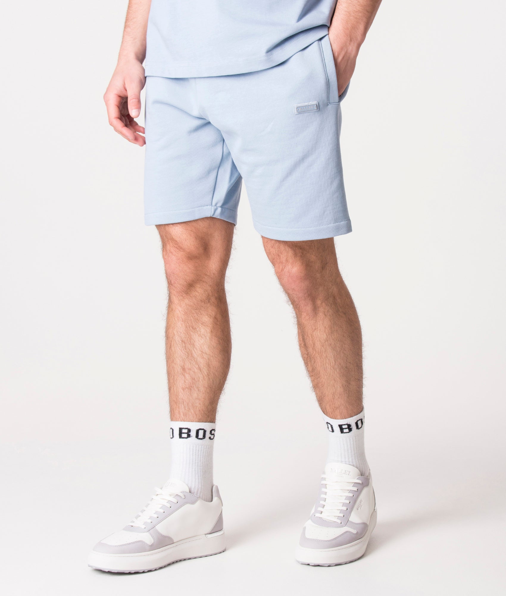 Regular Fit Seamless Plaque Sweat Shorts Dusty Blue | Mallet | EQVVS