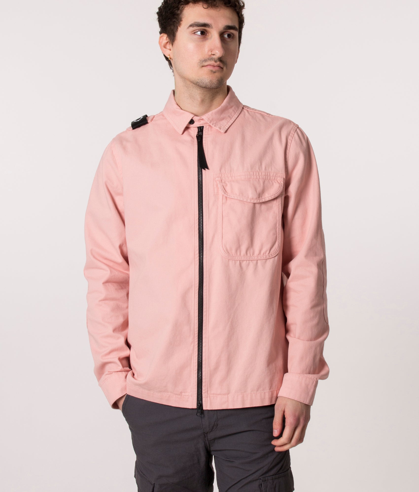 MA.Strum Mens Zip Through Overshirt - Colour: M529 Mud Pink - Size: XL