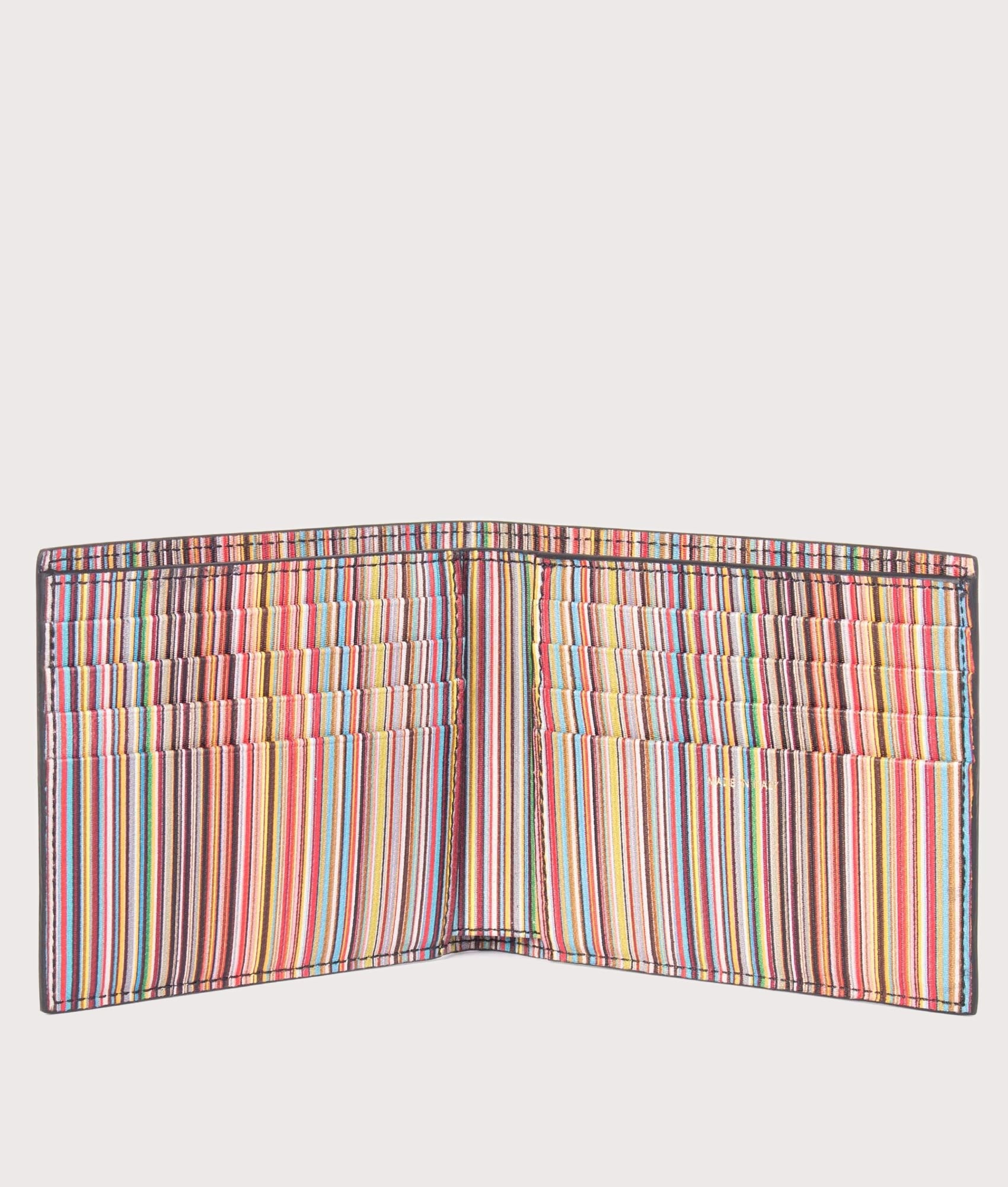 PS Paul Smith Mens Interior Signature Stripe Billfold Wallet - Colour: 79 Black - Size: One Size