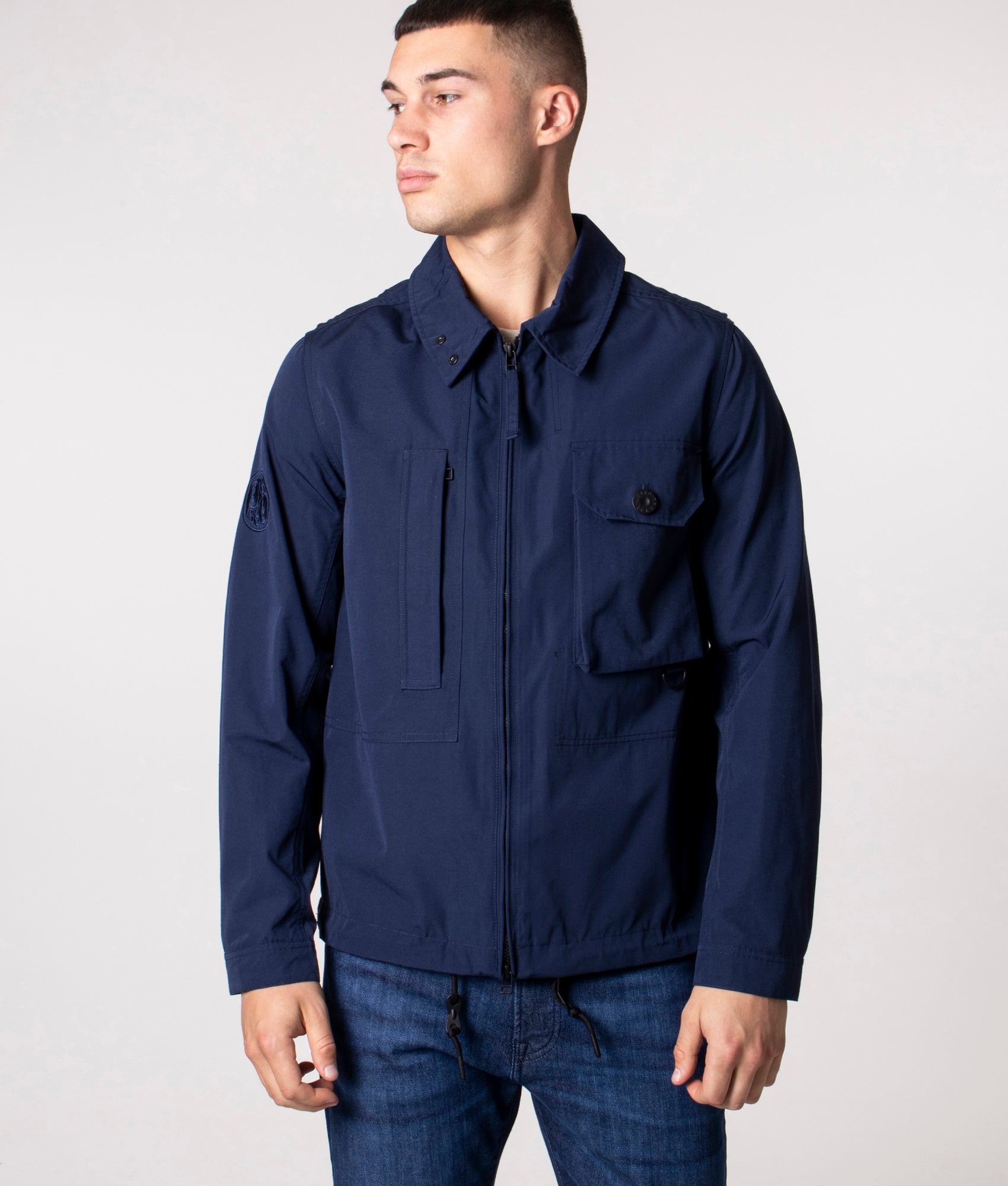 Pretty Green Mens Celestial Overshirt - Colour: Navy - Size: Medium