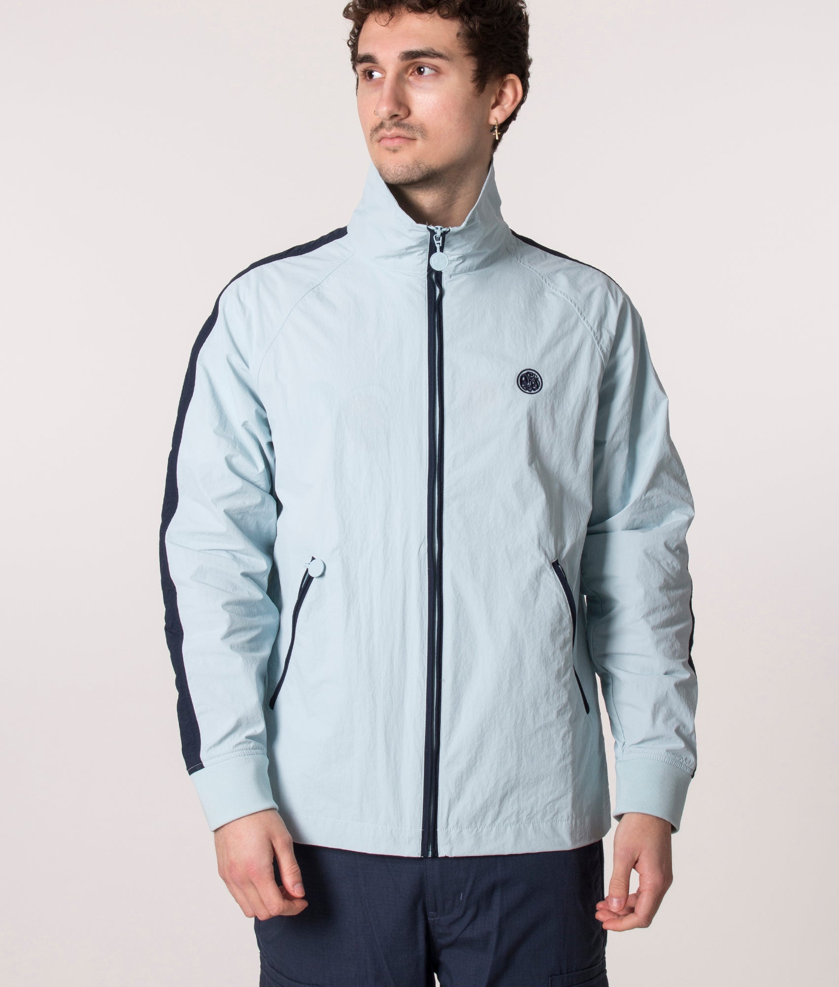 Pretty Green Mens Lightweight Tilby Track Top - Colour: Light Blue - Size: Large