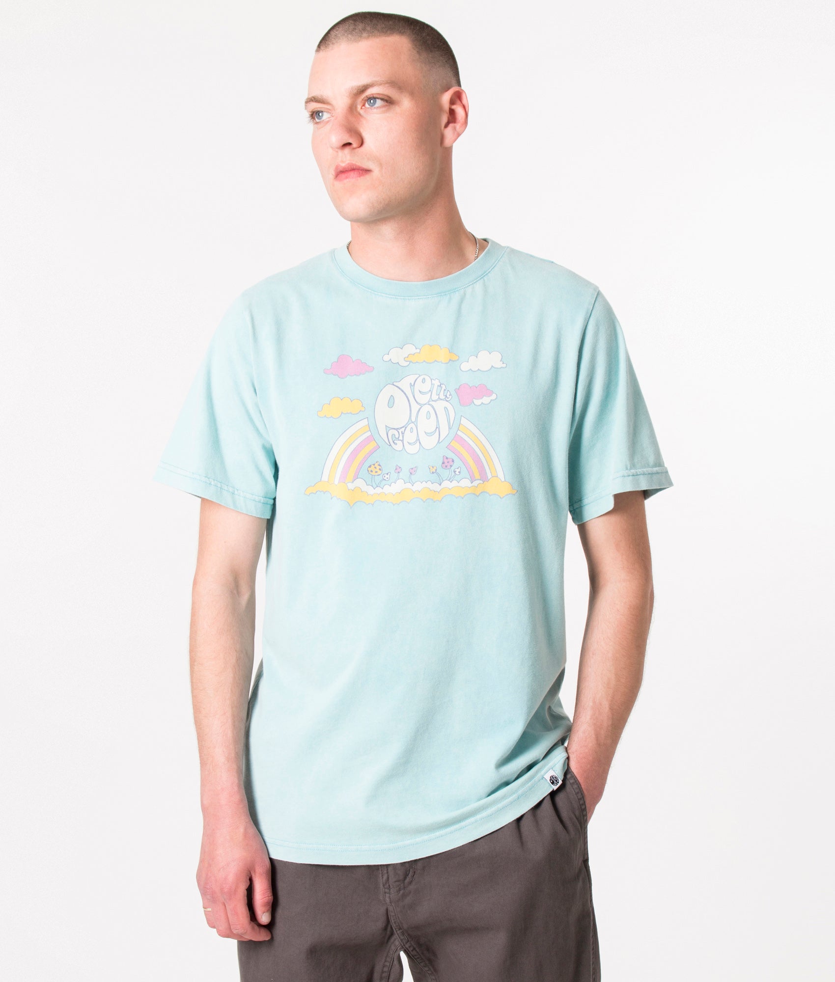 Pretty Green Mens Record Sleeve T-Shirt - Colour: Light Blue - Size: Large