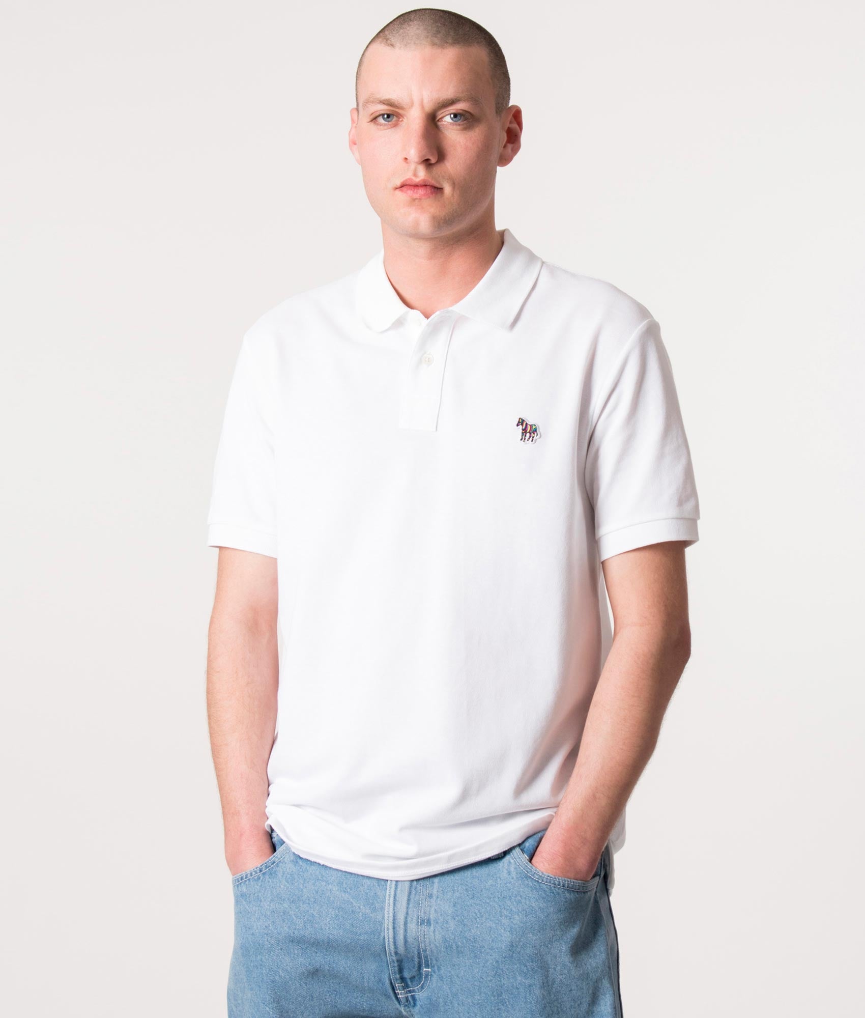 PS Paul Smith Mens Zebra Logo Polo Shirt - Colour: 01 White - Size: XXL