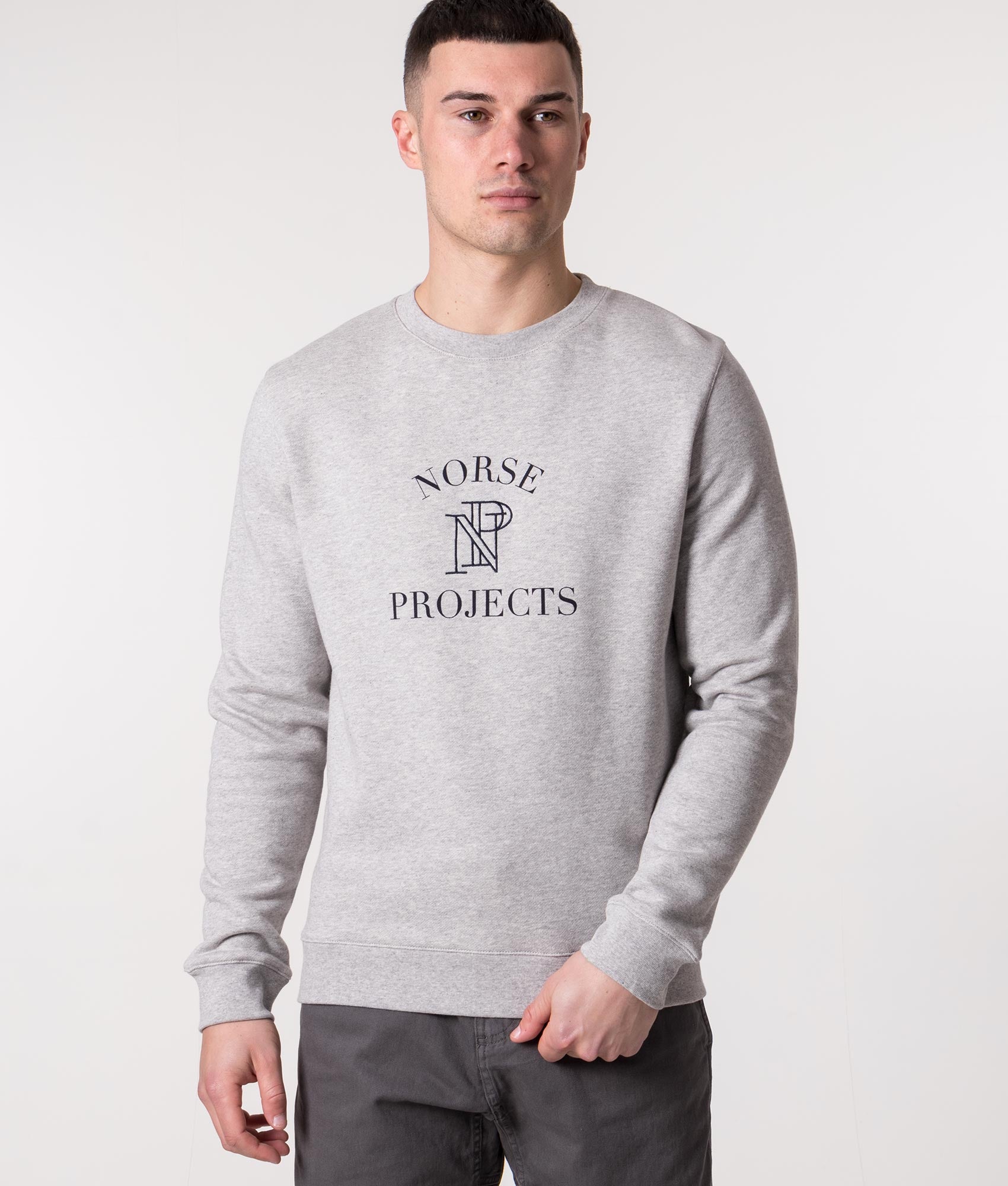 Norse Projects Mens Vagn Crest Logo Sweatshirt - Colour: 1026 Light Grey Melange - Size: Large