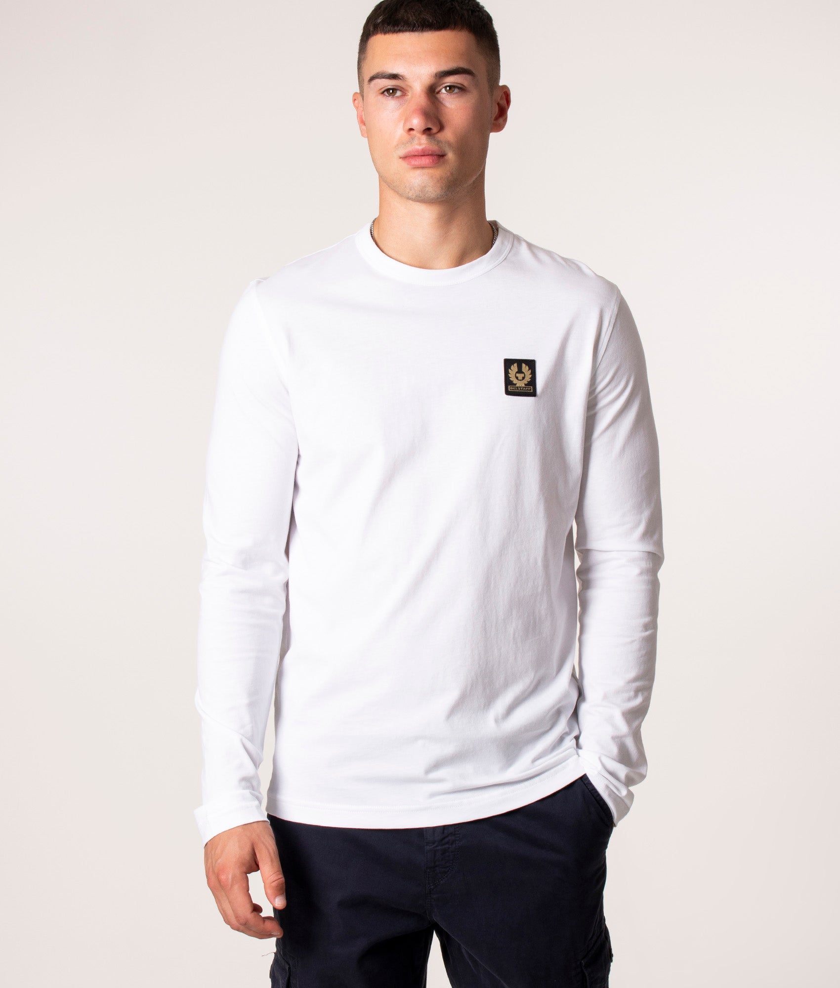 Belstaff Mens Long Sleeved Belstaff T-Shirt - Colour: 10000 White - Size: XXL