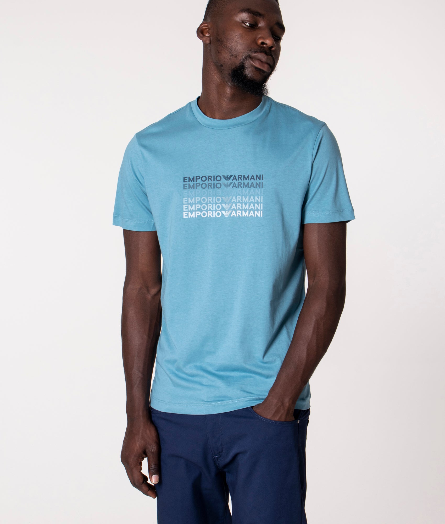 Gradient Logo T-Shirt Green Water | Emporio Armani | EQVVS
