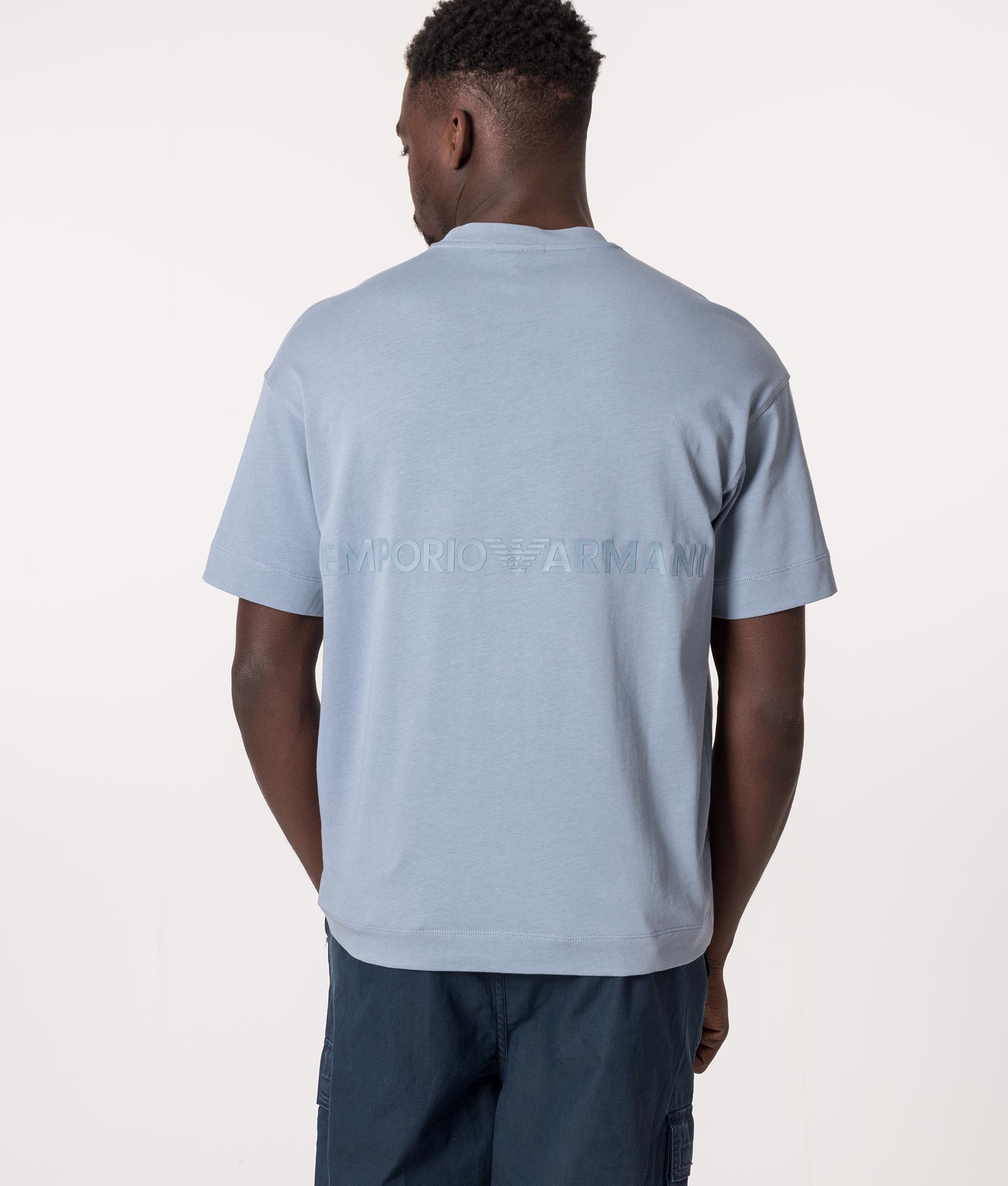 Bold Rubberised Logo T-Shirt New Light Blue | Emporio Armani | EQVVS