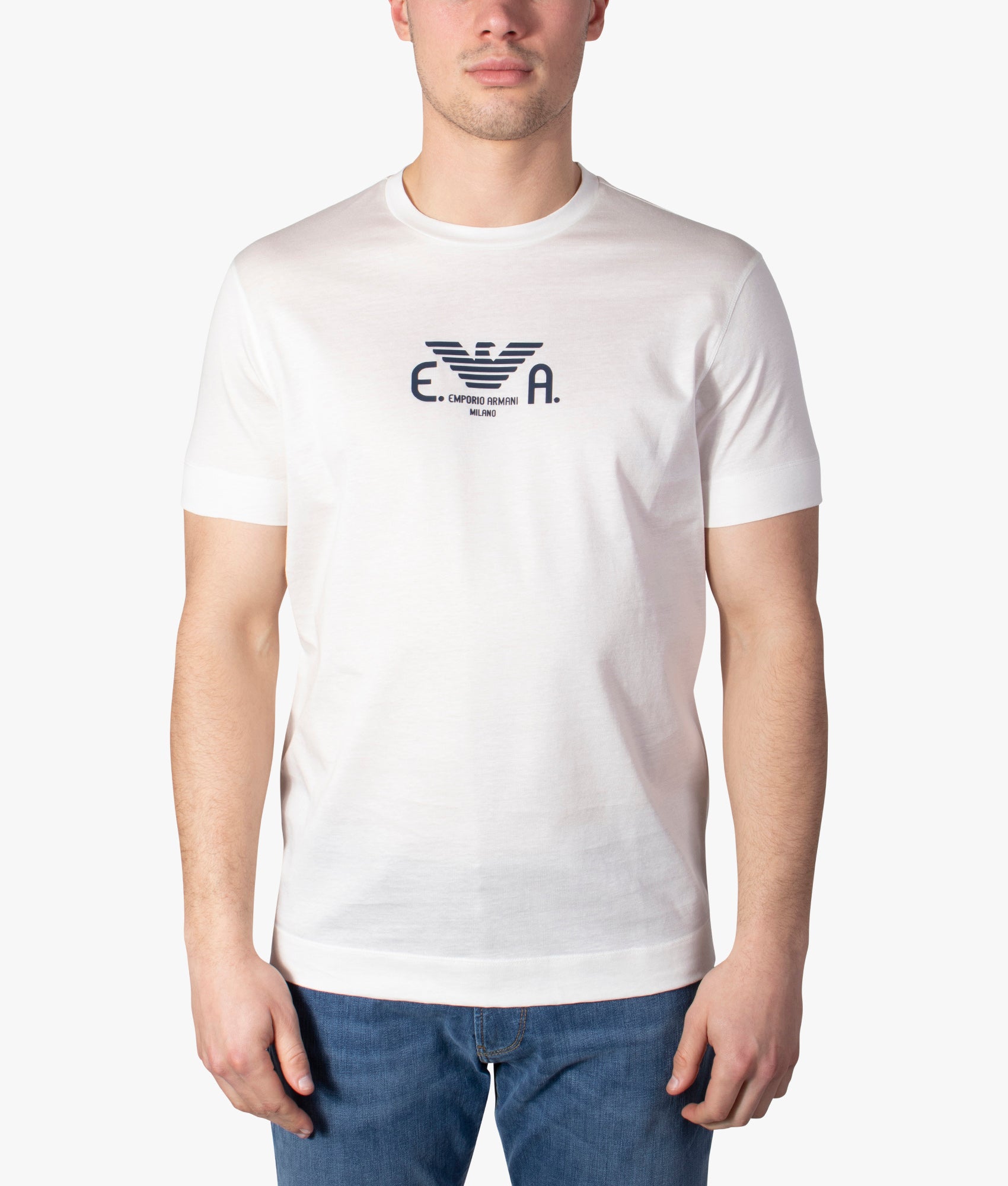 Central Eagle Milano Logo T-Shirt Bianco Caldo| Emporio Armani | EQVVS