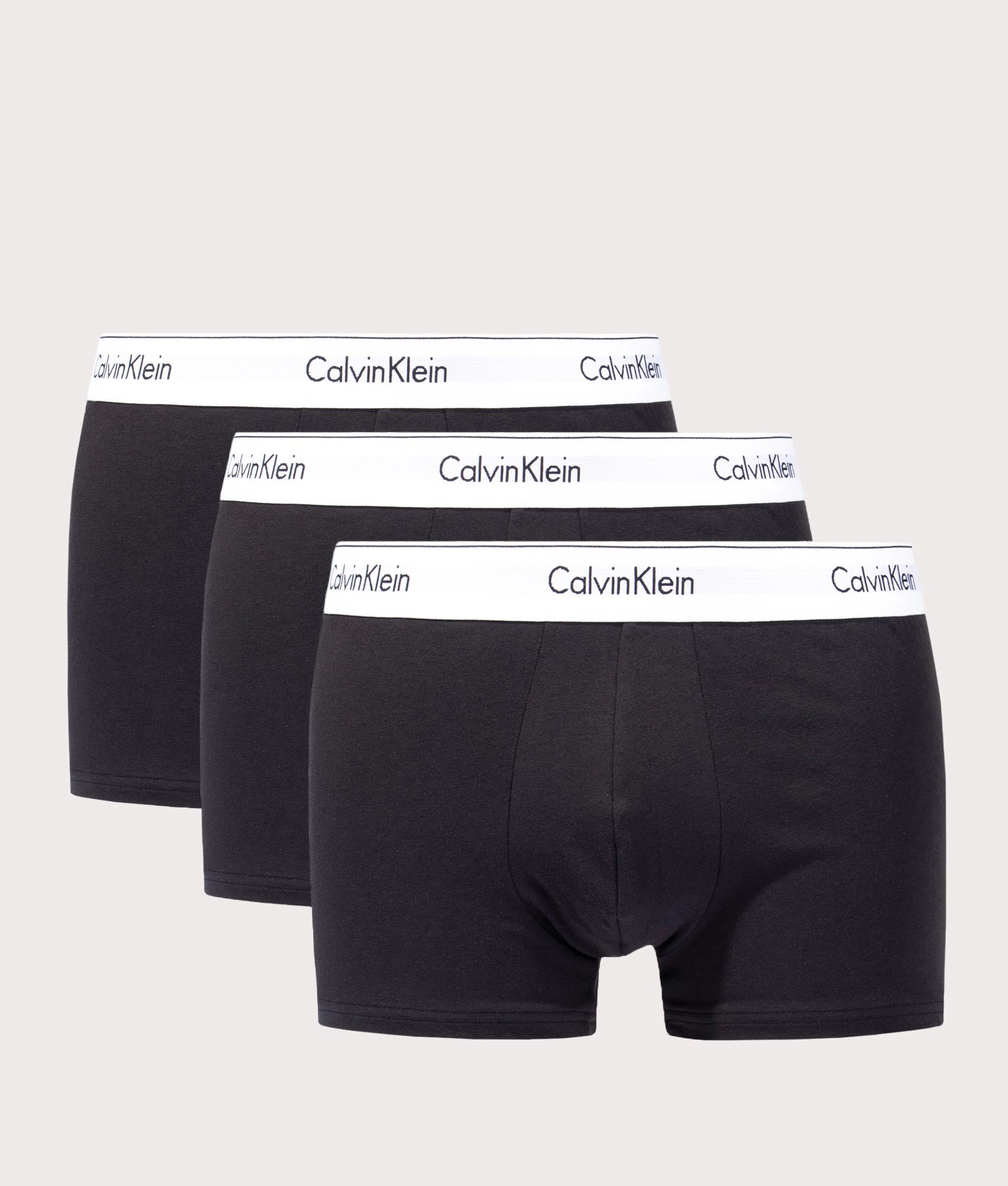 Calvin Klein Mens Three Pack of Modern Cotton Stretch Trunks - Colour: 001 Black/Black/Black - Size: