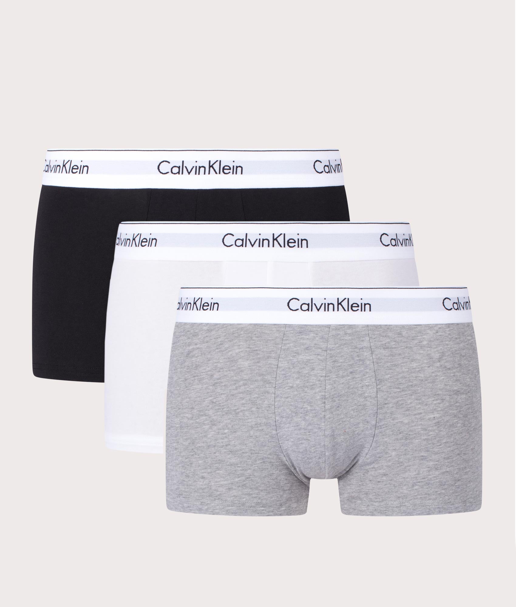 Calvin Klein Mens Three Pack of Modern Cotton Stretch Trunks - Colour: MP1 Black/White/Grey Heather 