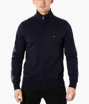 tommy hilfiger tri tape zip through moletom com capuz