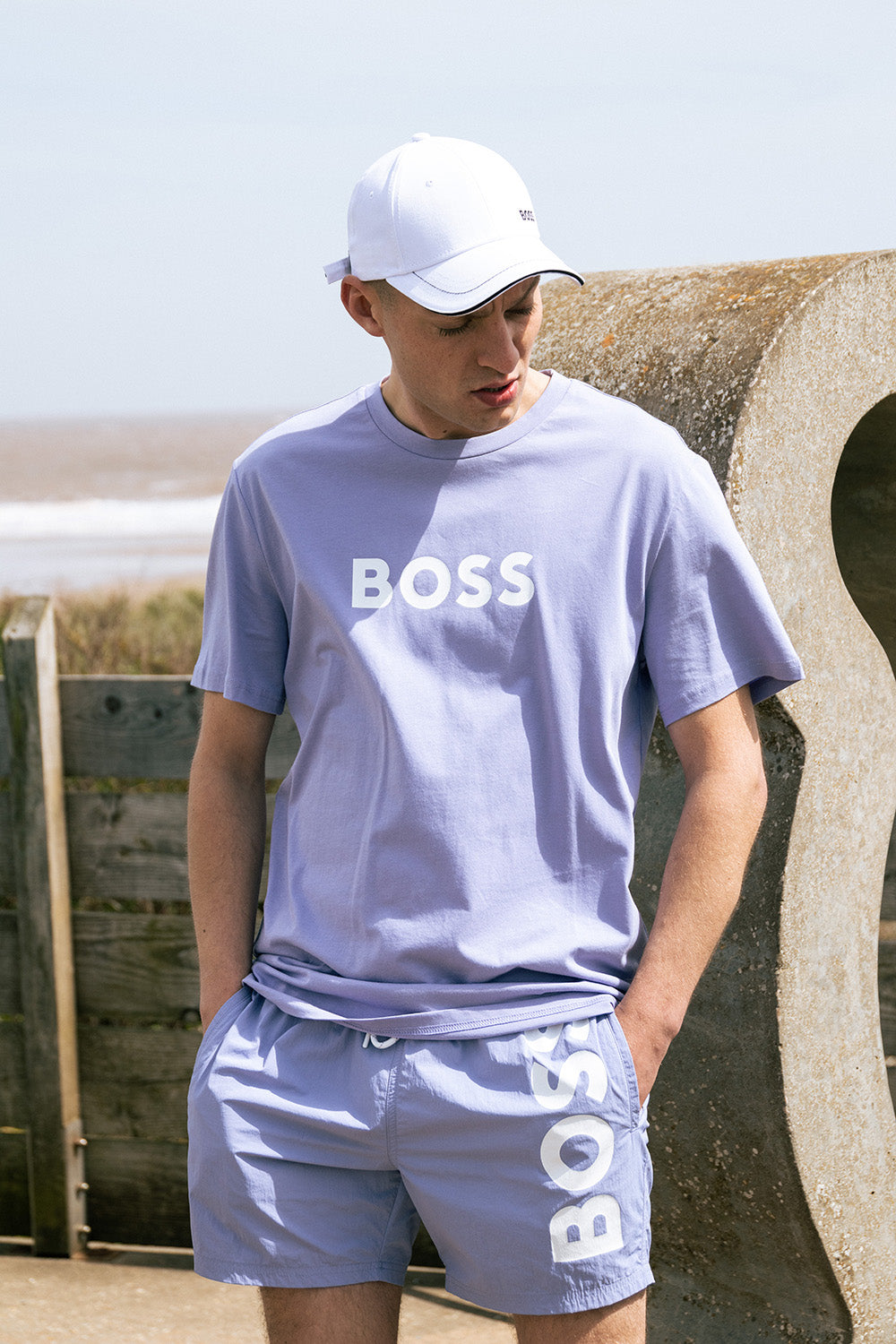 BOSS - Slim-fit shorts in printed stretch-cotton twill