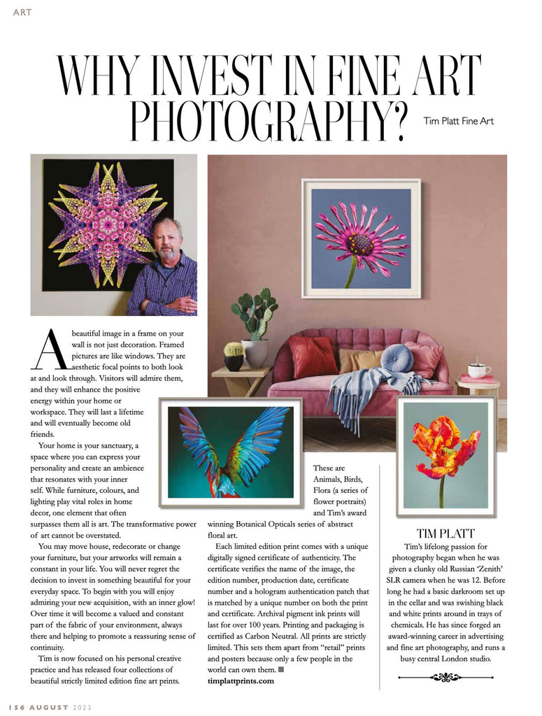 Tim Platt fine art photography feature in London Life magazine