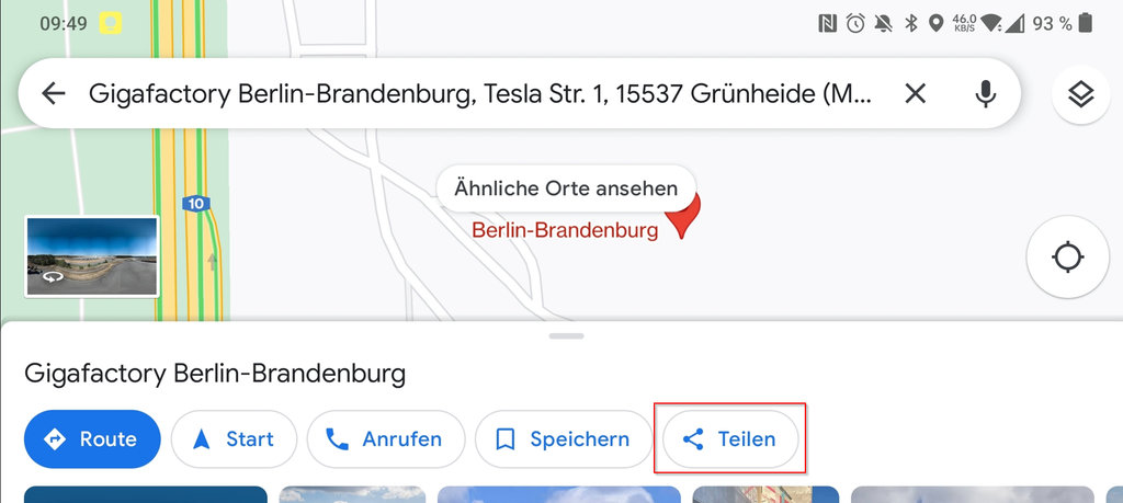 adresse an tesla senden