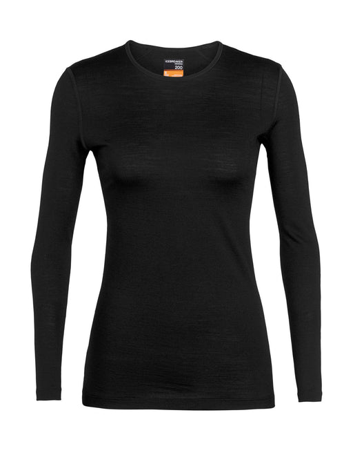 New Icebreaker Base Layers 2024 - Womens BodyfitZone™ Merino 150 Zone Long  Sleeve Crewe Thermal Top Black