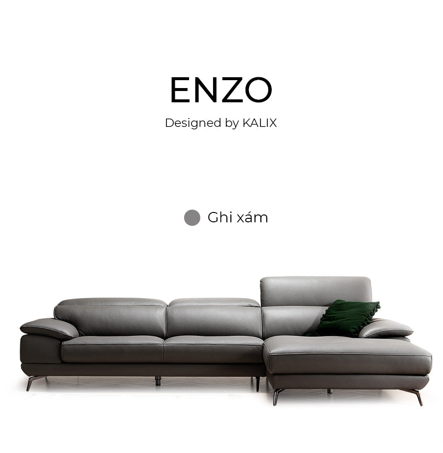 Sofa góc Enzo màu ghi xám