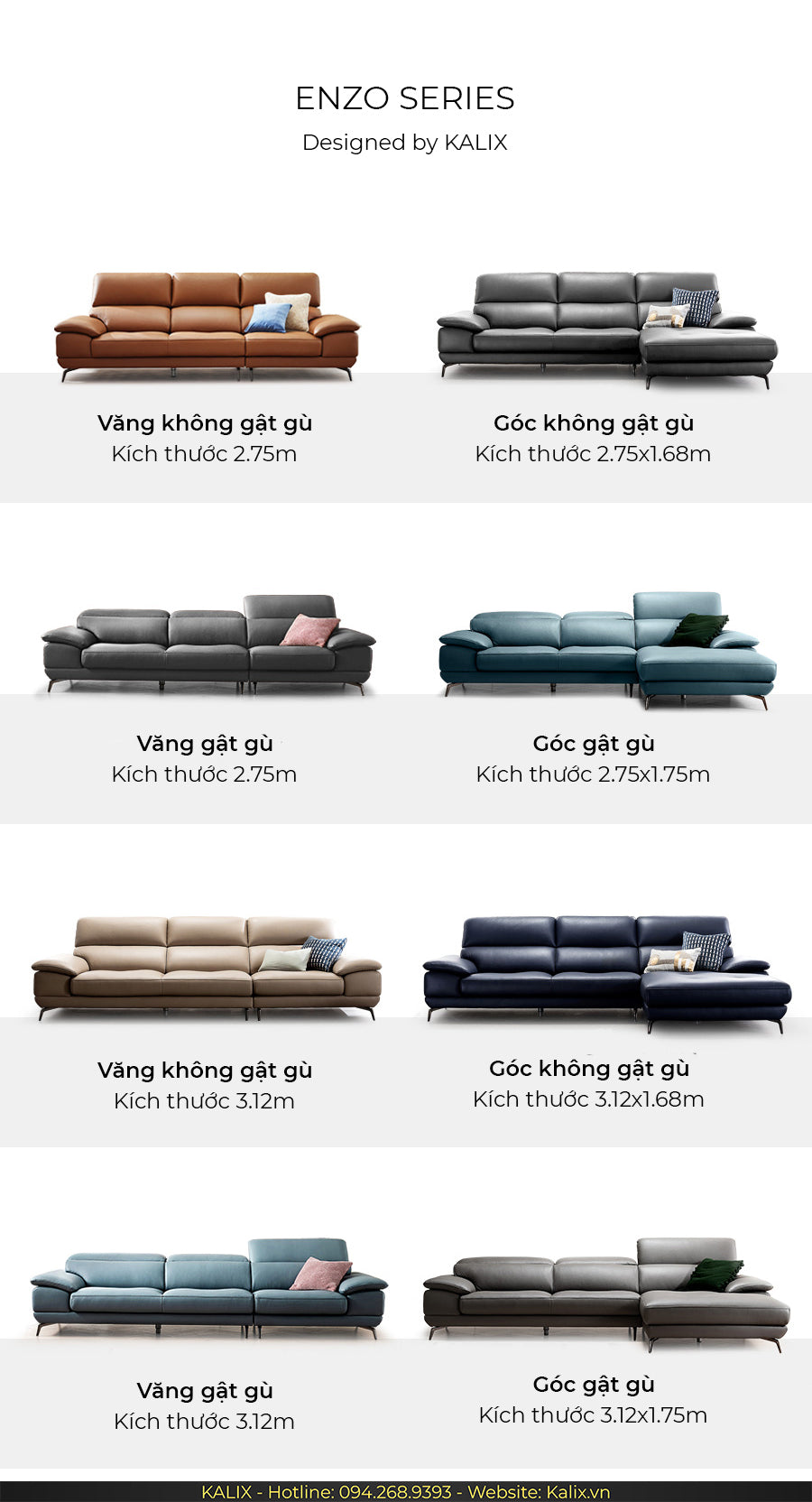 Các phiên bản khác nhau của sofa ENZO
