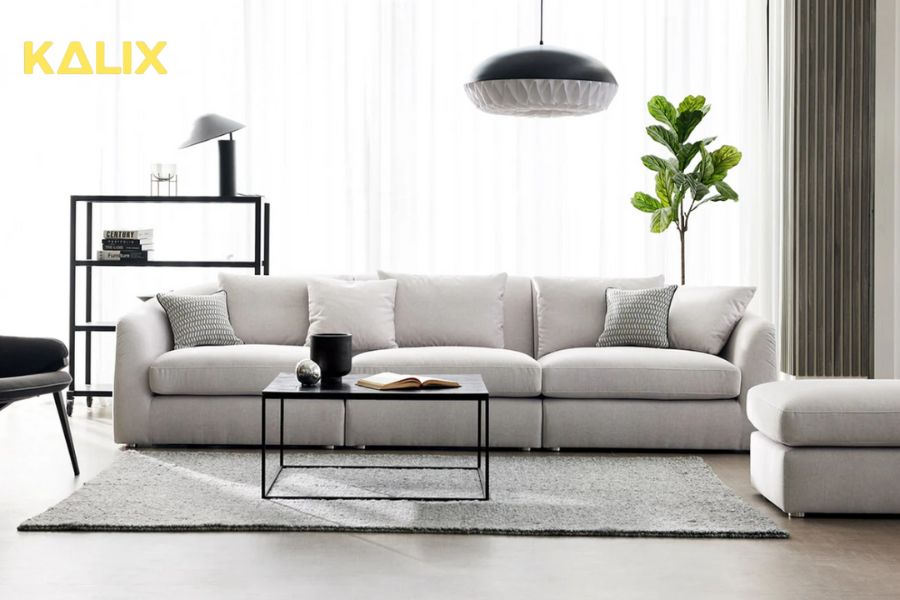 Sofa văng nỉ 3 chỗ tựa liền AREN