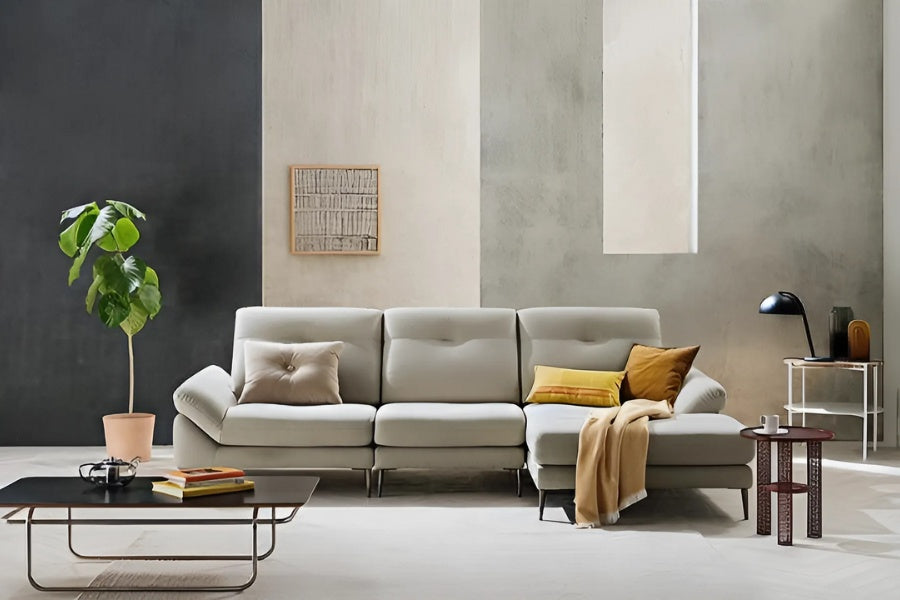 AVENUE - Sofa góc nỉ 3 chỗ tựa liền