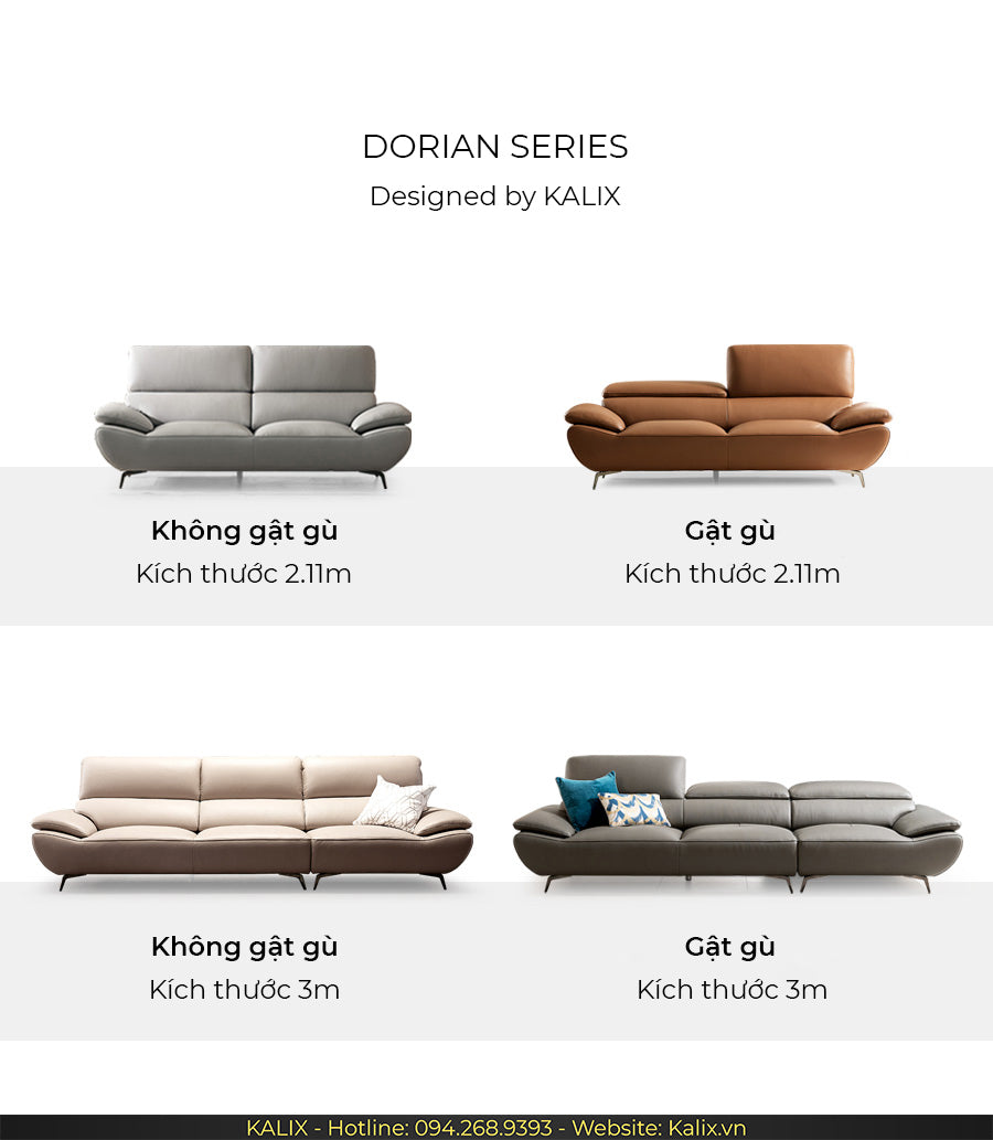 Các phiên bản khác nhau của mẫu sofa DORIAN