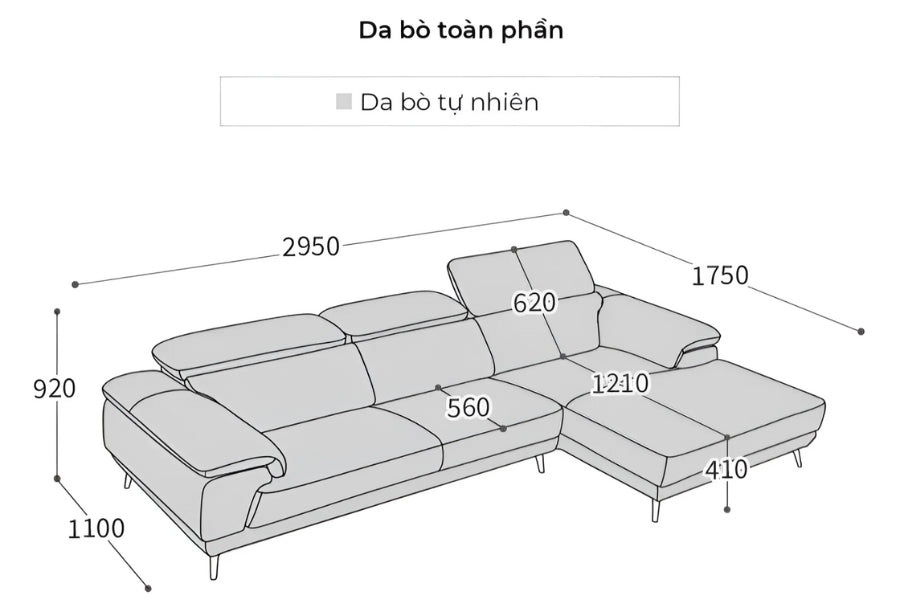 Chi tiết kích thước ghế sofa góc