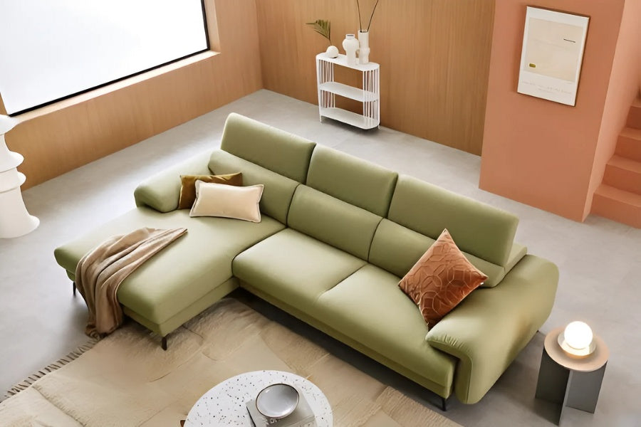 FOREVAL - Sofa góc nỉ 3 chỗ tựa gật gù