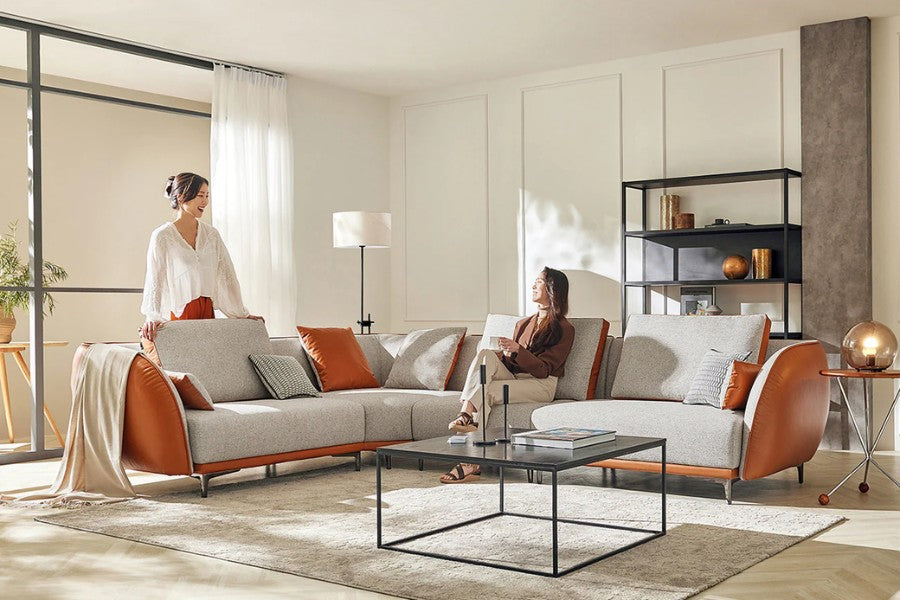 HEBE - Sofa góc nỉ 4 chỗ