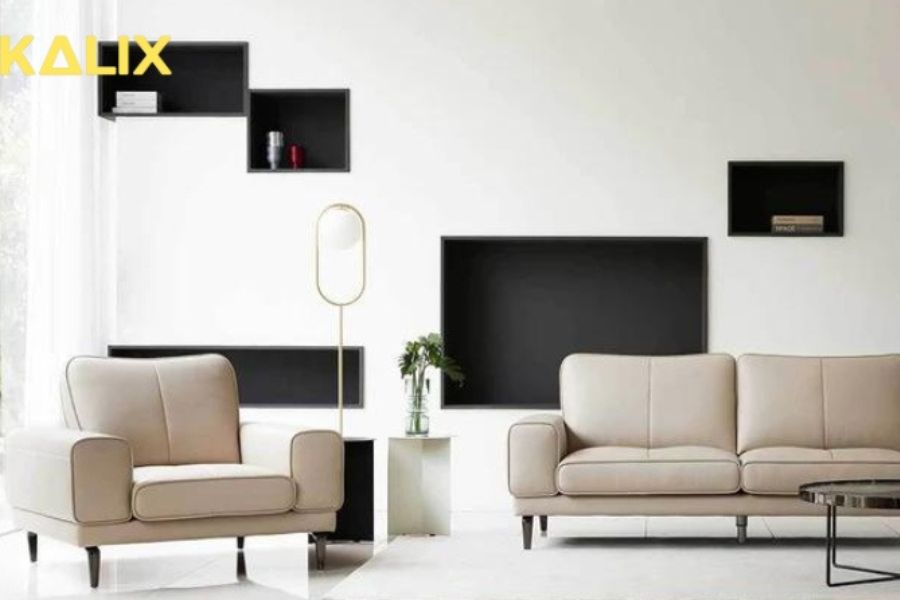 Sofa văng da 2 chỗ tựa liền HEZAN