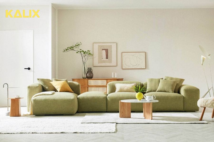 Sofa góc nỉ 4 chỗ tựa liền Jordan