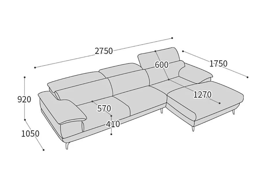 Kích thước của một mẫu ghế sofa góc 3 chỗ