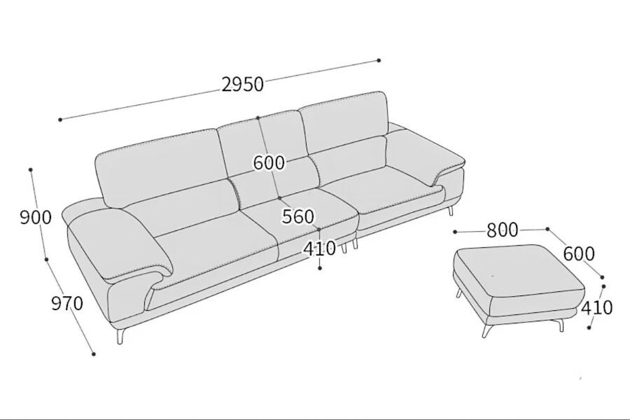 Kích thước của mẫu ghế sofa văng 3 chỗ
